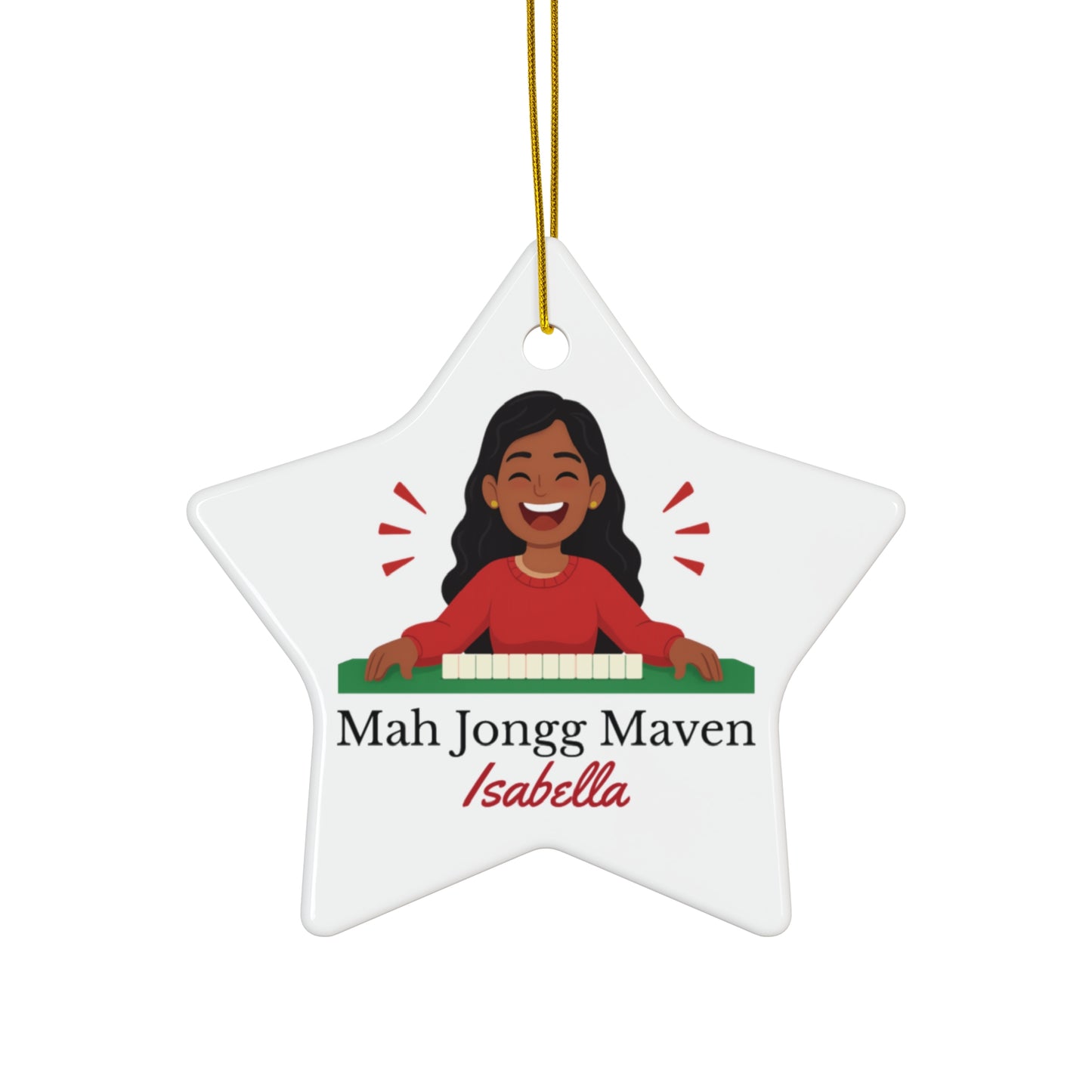 Mah Jongg Maven Ceramic Ornament — Personalized Avatar & Custom Name