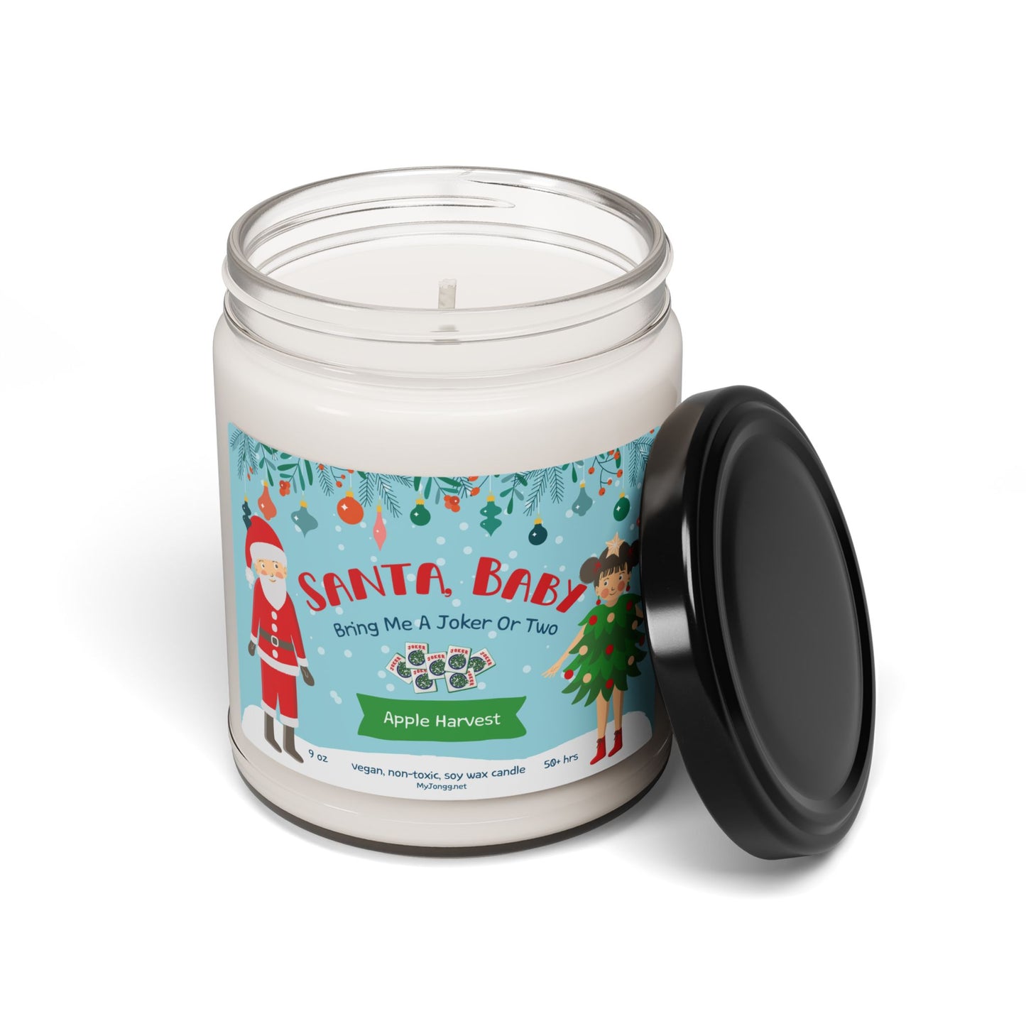 Santa, Baby Mah Jongg-Themed Christmas Soy Candle (9oz)