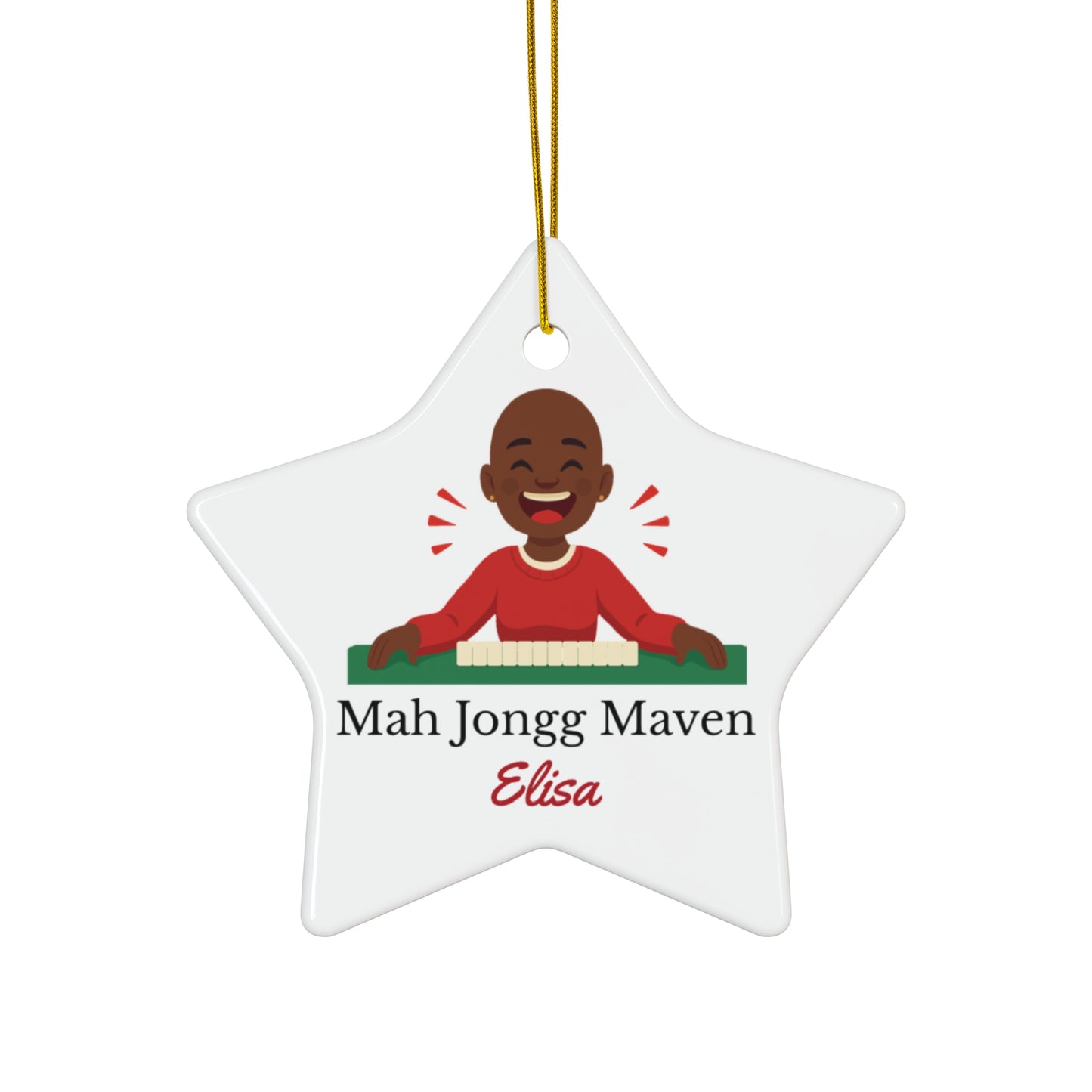 Mah Jongg Maven Ceramic Ornament — Personalized Avatar & Custom Name