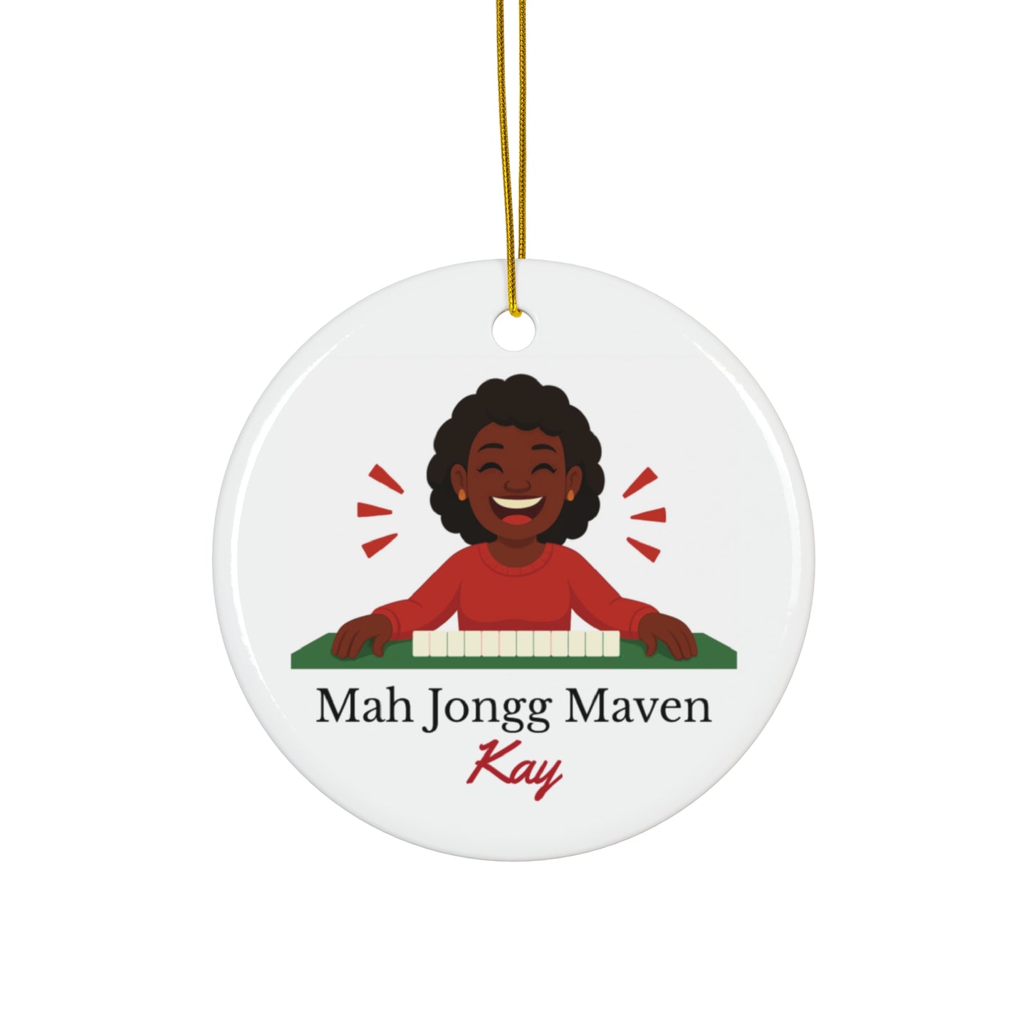 Mah Jongg Maven Ceramic Ornament — Personalized Avatar & Custom Name