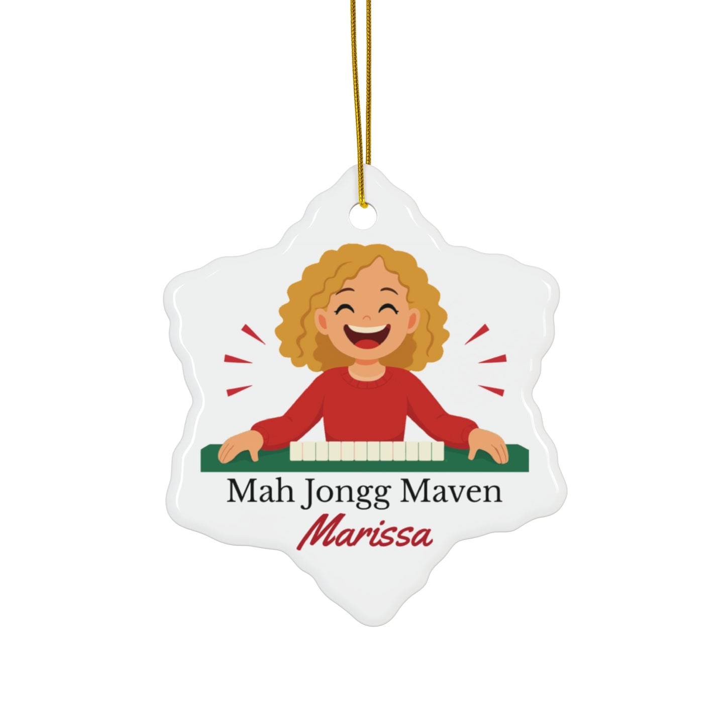 Mah Jongg Maven Ceramic Ornament — Personalized Avatar & Custom Name