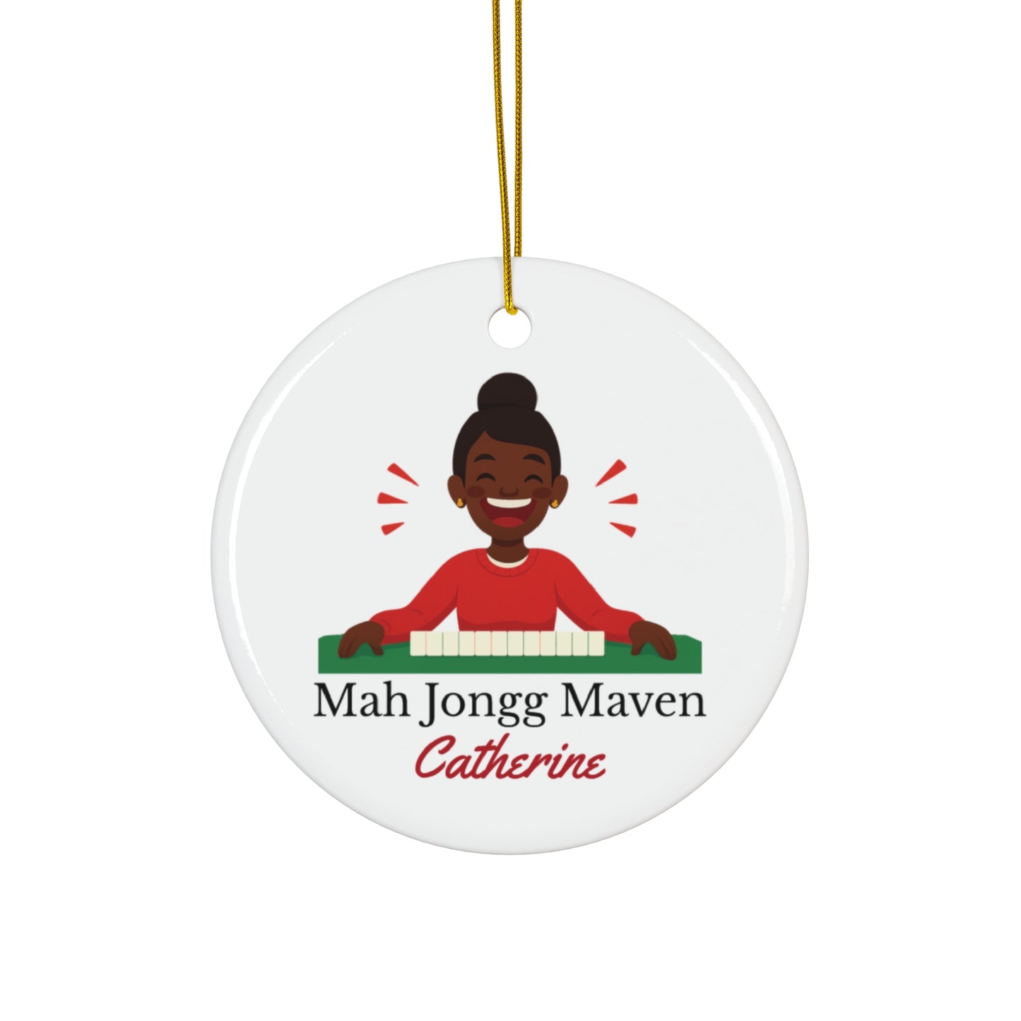 Mah Jongg Maven Ceramic Ornament — Personalized Avatar & Custom Name