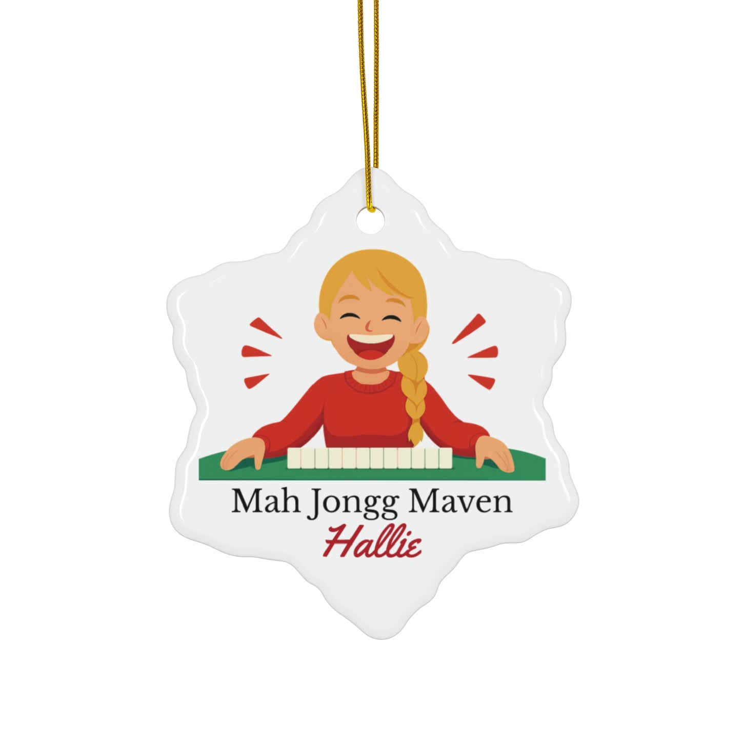 Mah Jongg Maven Ceramic Ornament — Personalized Avatar & Custom Name