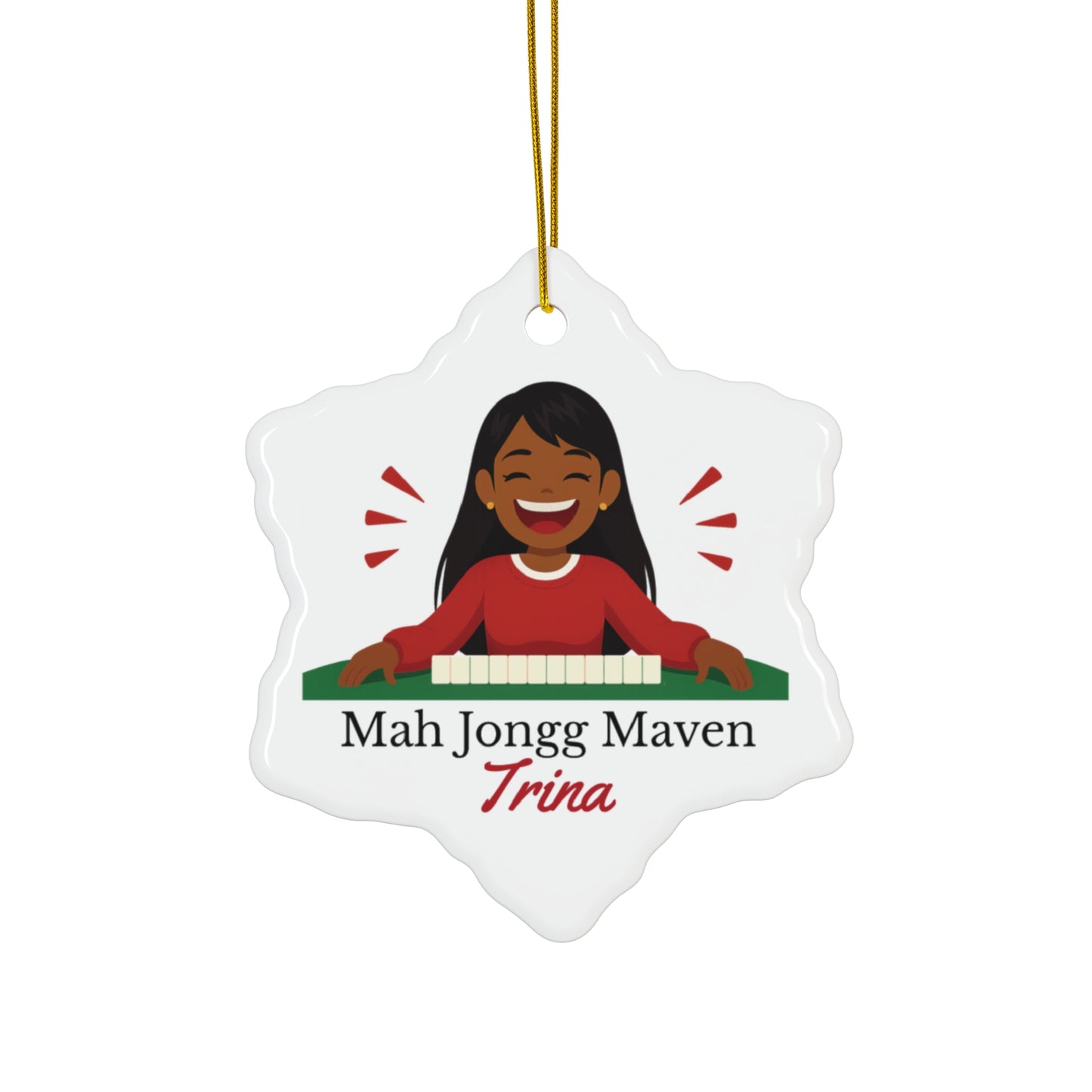 Mah Jongg Maven Ceramic Ornament — Personalized Avatar & Custom Name