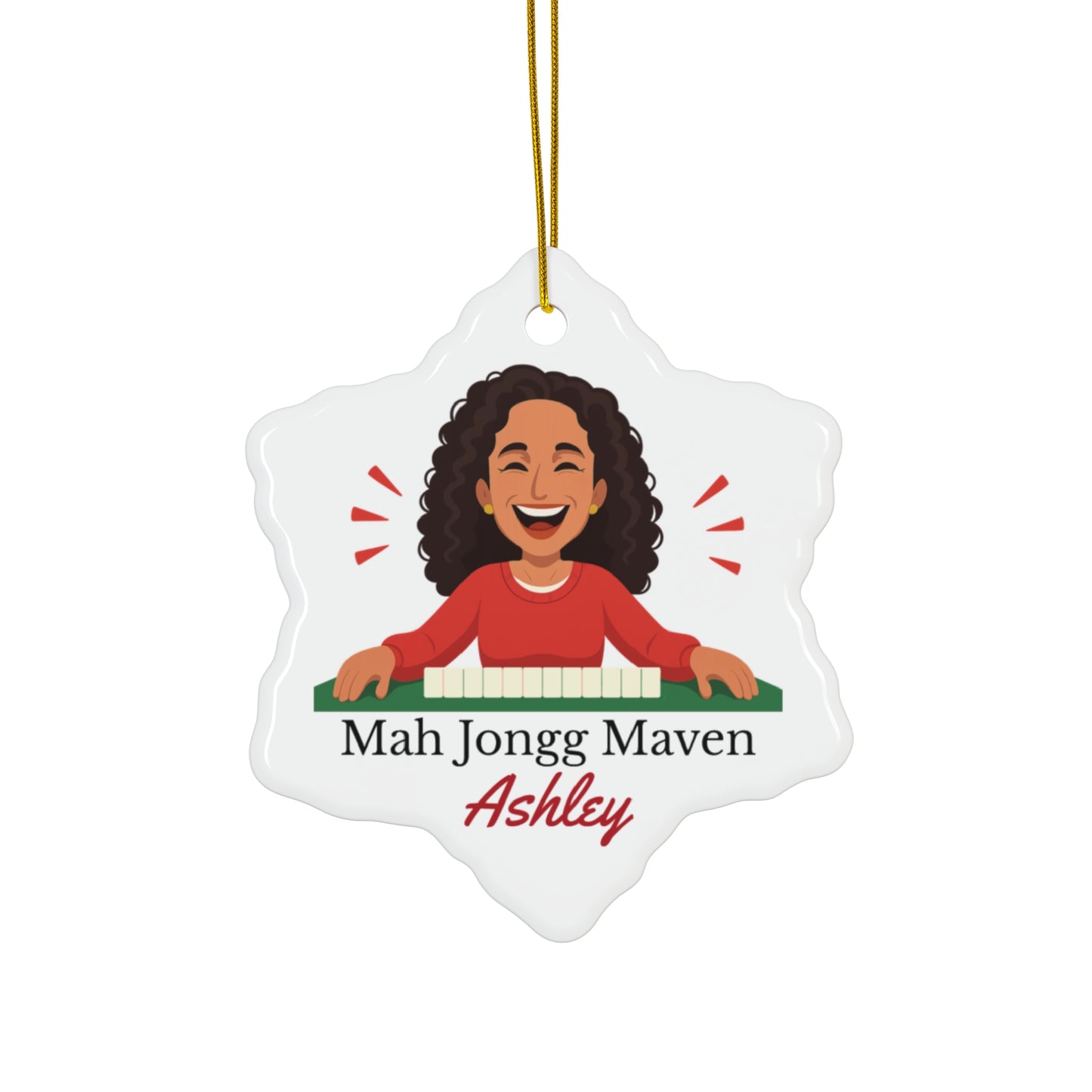 Mah Jongg Maven Ceramic Ornament — Personalized Avatar & Custom Name