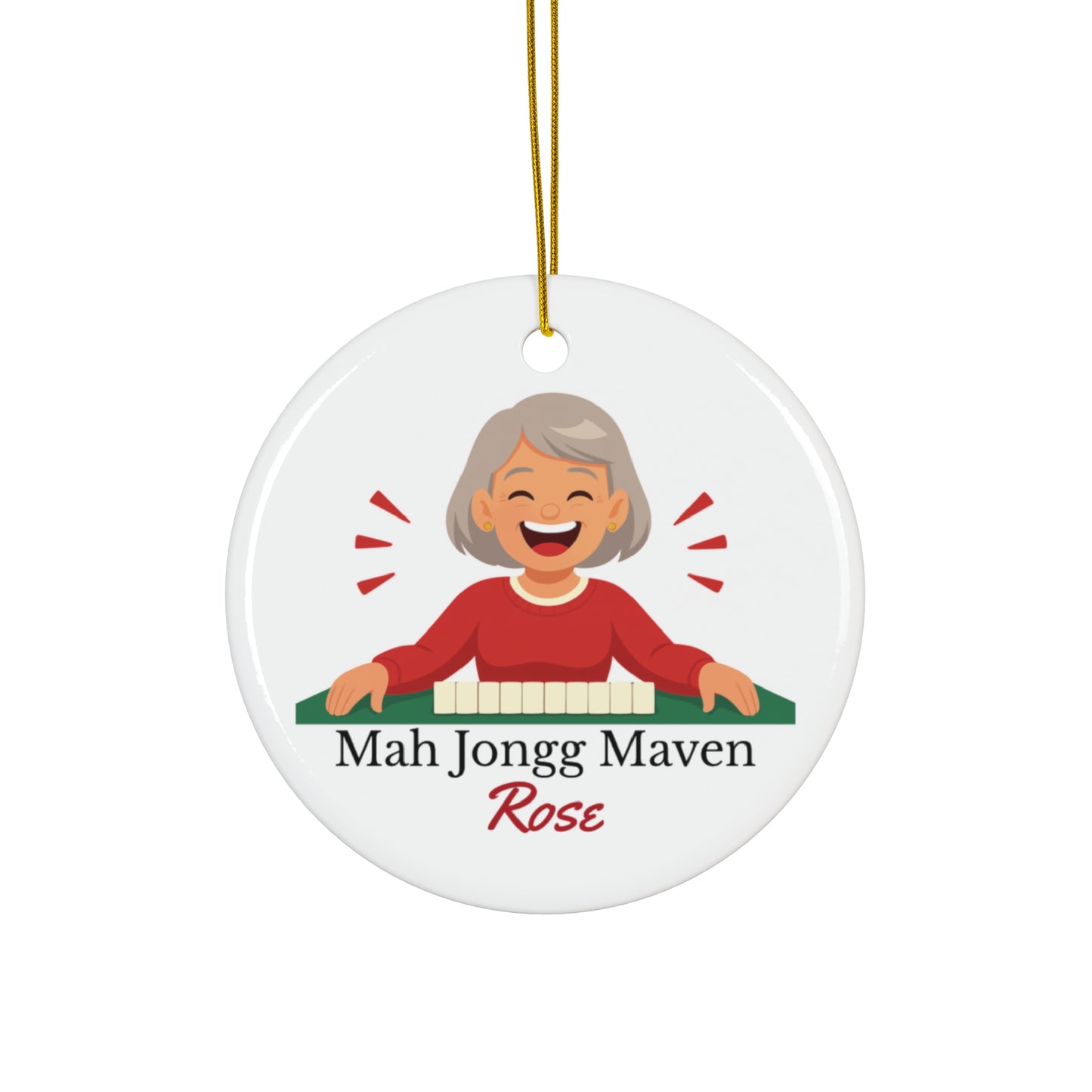Mah Jongg Maven Ceramic Ornament — Personalized Avatar & Custom Name