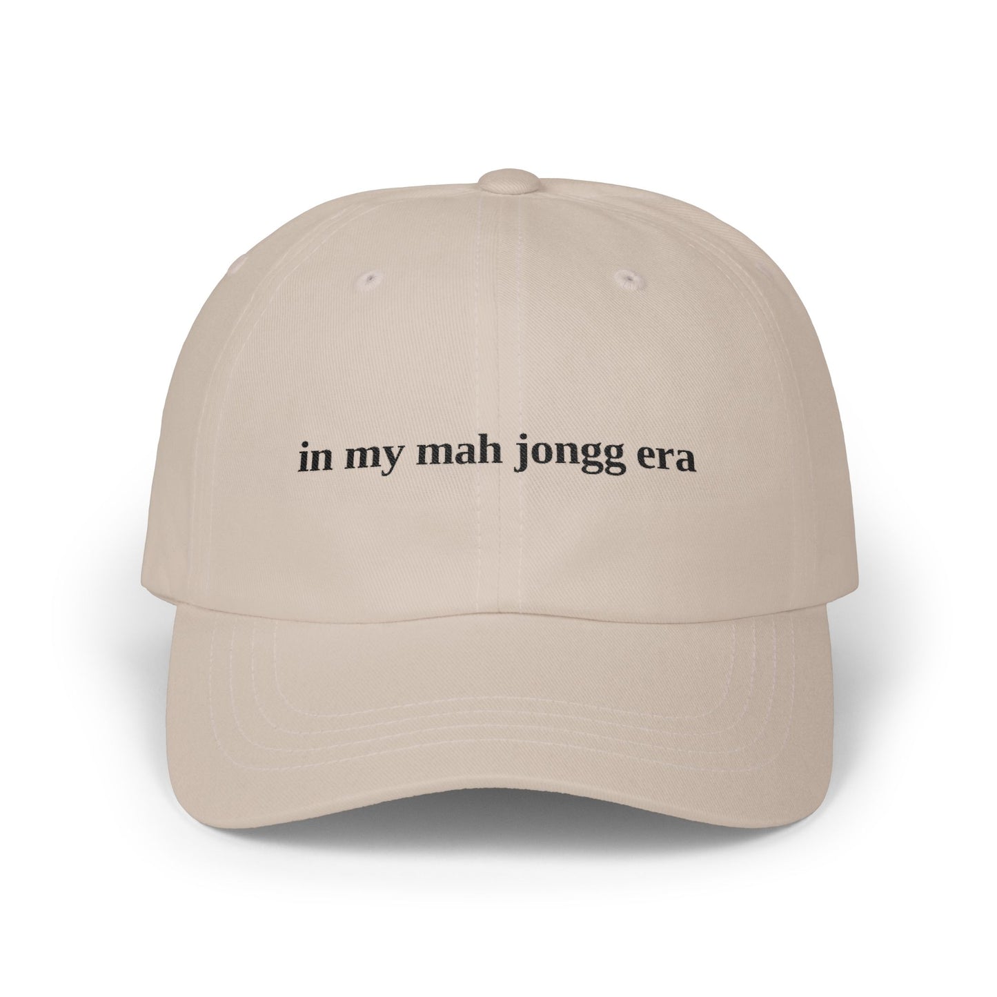 "in my mah jongg era" Embroidered White Baseball Hat