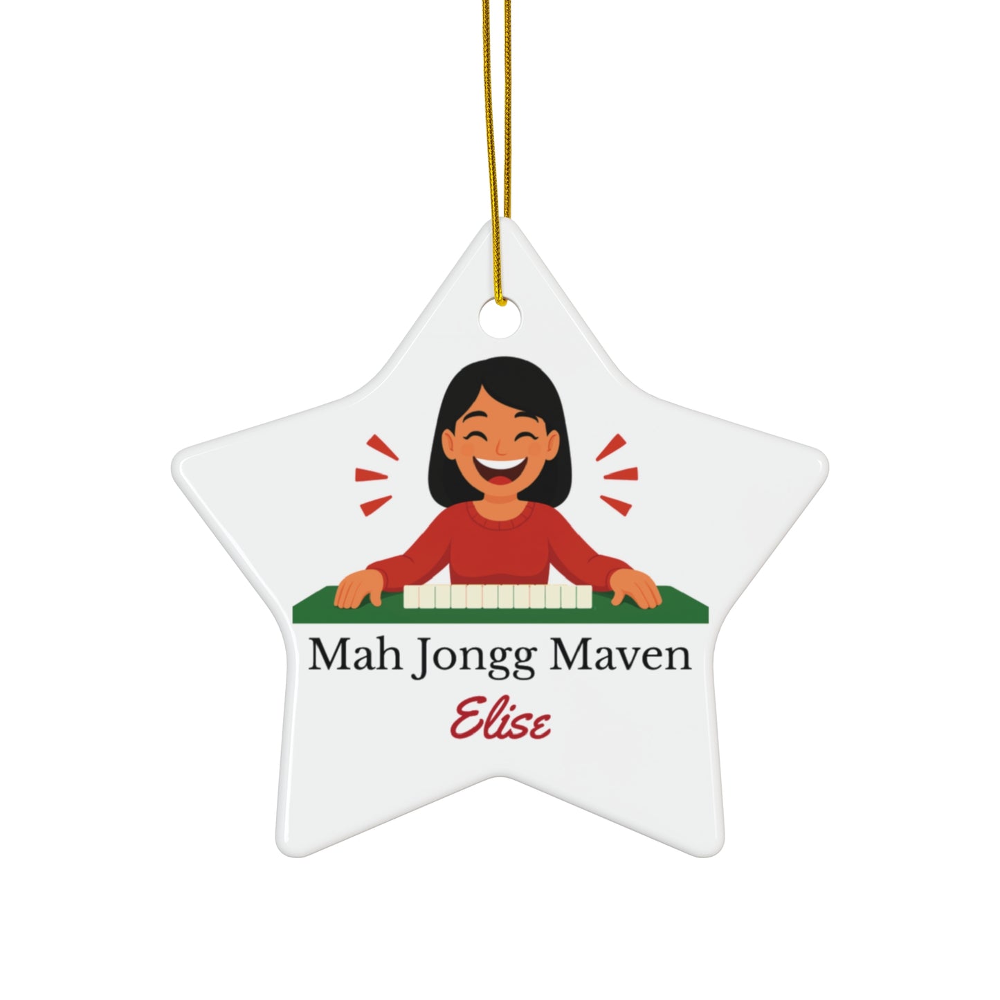 Mah Jongg Maven Ceramic Ornament — Personalized Avatar & Custom Name