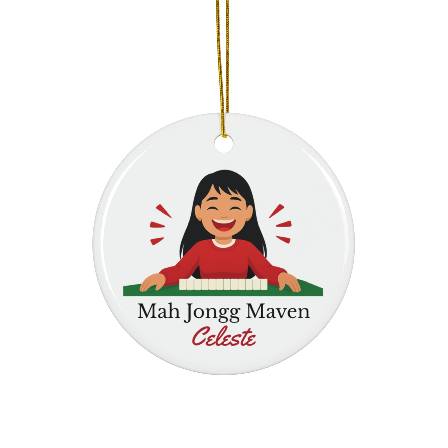 Mah Jongg Maven Ceramic Ornament — Personalized Avatar & Custom Name