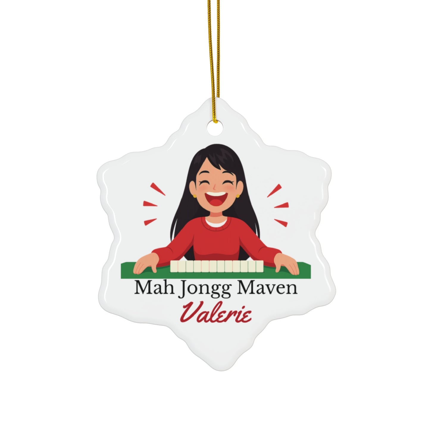 Mah Jongg Maven Ceramic Ornament — Personalized Avatar & Custom Name
