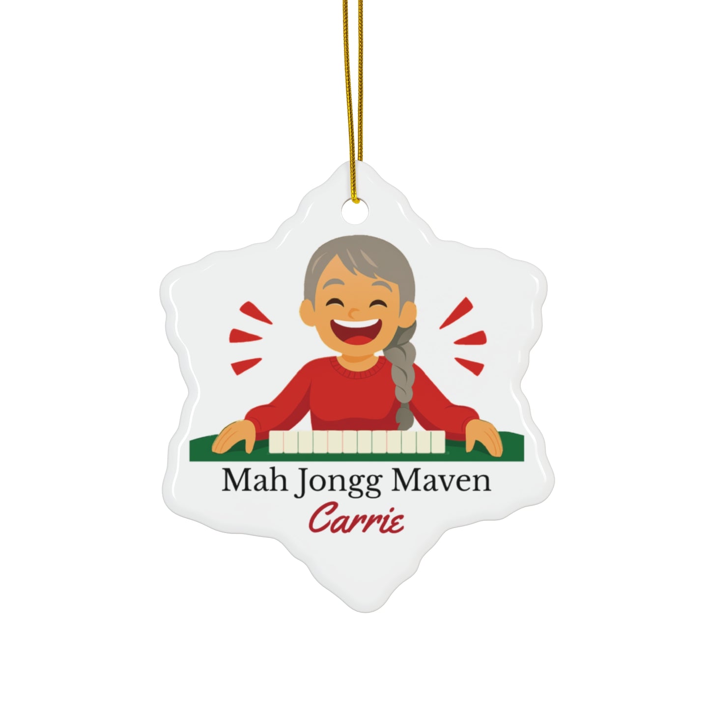Mah Jongg Maven Ceramic Ornament — Personalized Avatar & Custom Name