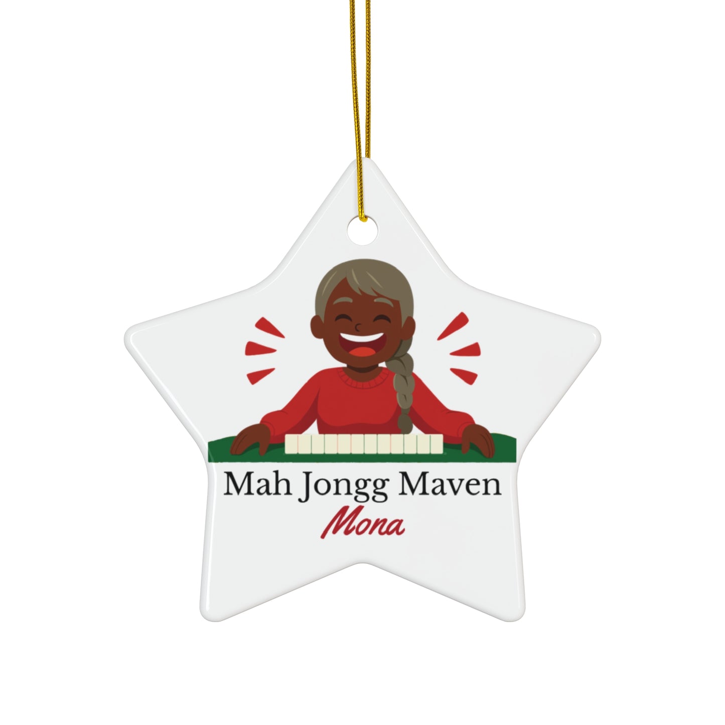 Mah Jongg Maven Ceramic Ornament — Personalized Avatar & Custom Name