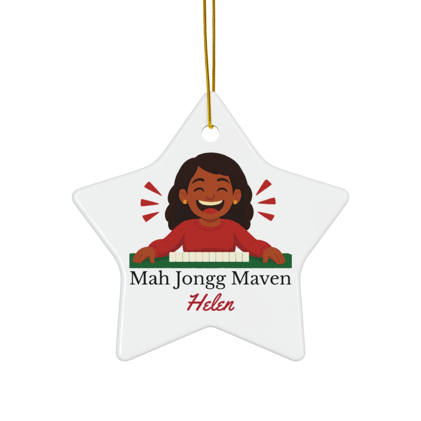 Mah Jongg Maven Ceramic Ornament — Personalized Avatar & Custom Name
