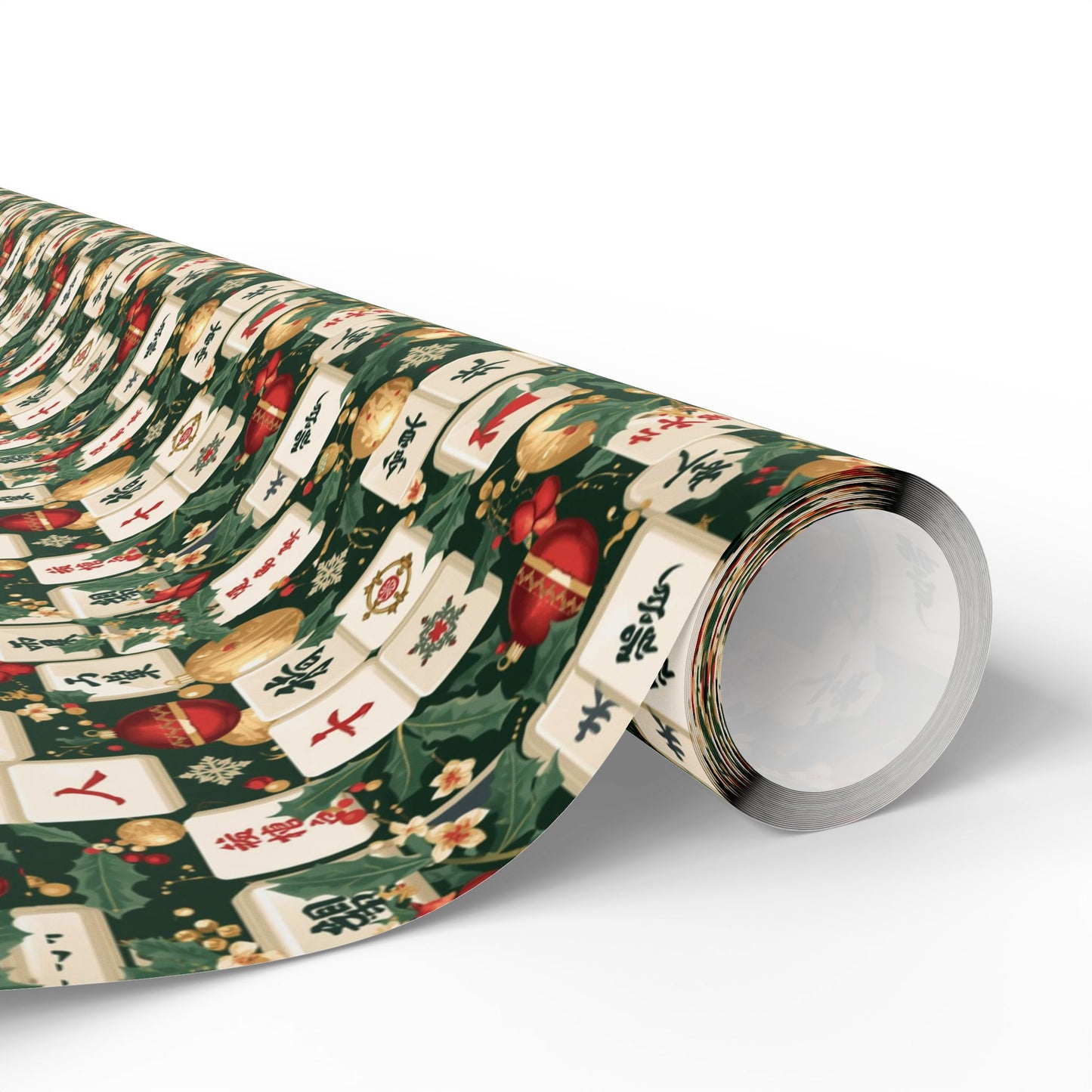 Vintage Asian-inspired Mah Jongg Holiday Wrapping Paper