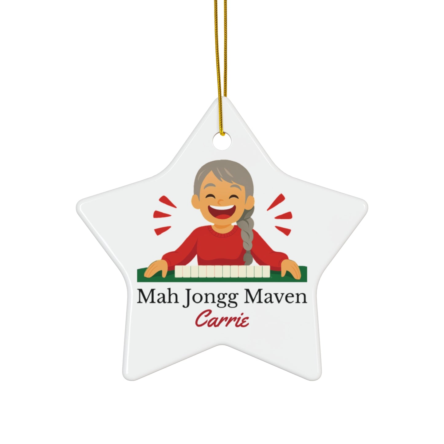 Mah Jongg Maven Ceramic Ornament — Personalized Avatar & Custom Name
