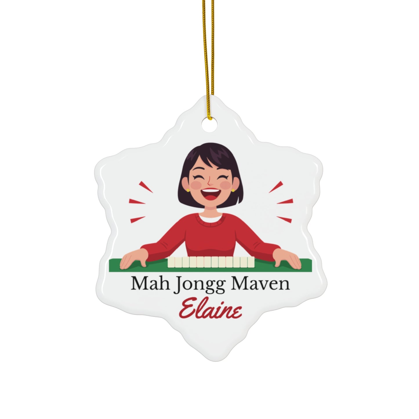 Mah Jongg Maven Ceramic Ornament — Personalized Avatar & Custom Name