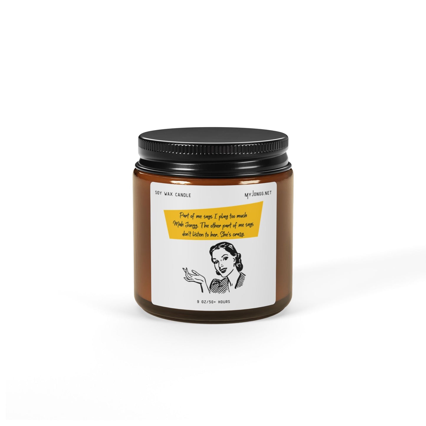 Mah Jongg Retro Quote Scented Soy Candle - Amber Jar