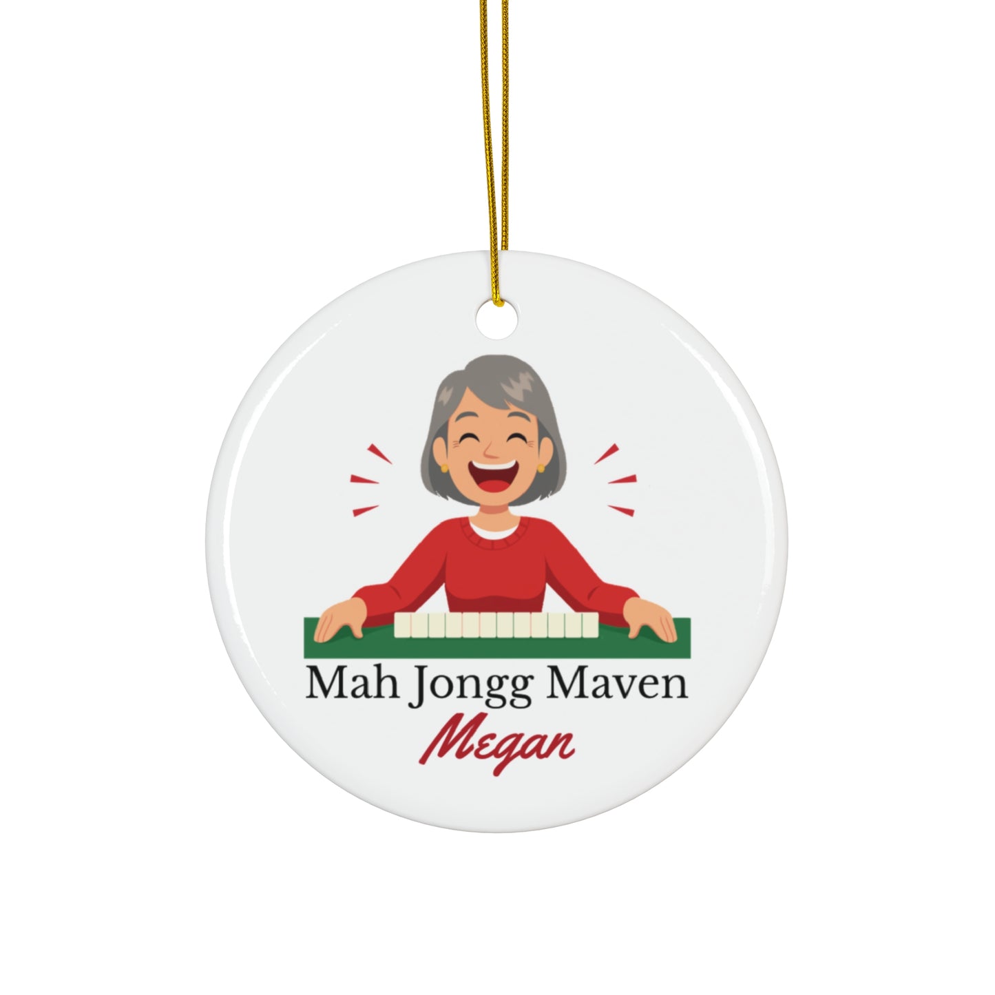 Mah Jongg Maven Ceramic Ornament — Personalized Avatar & Custom Name