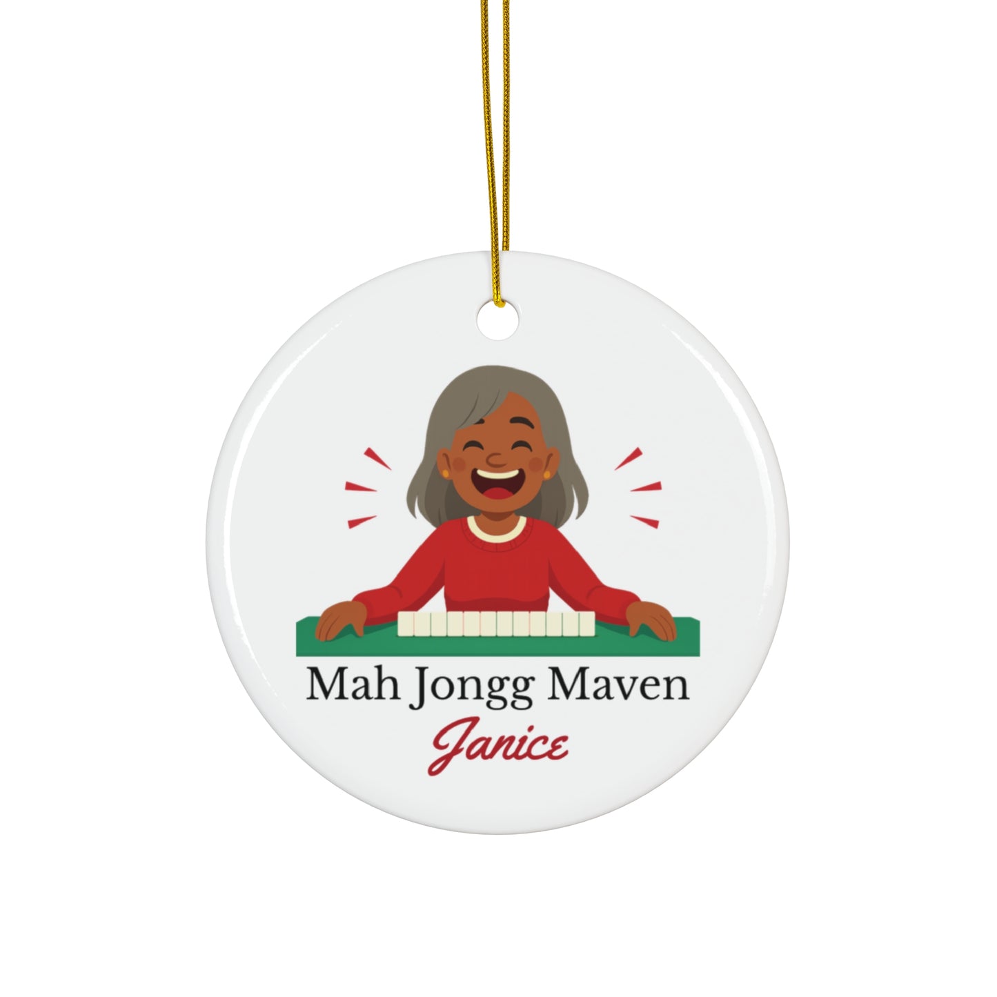 Mah Jongg Maven Ceramic Ornament — Personalized Avatar & Custom Name