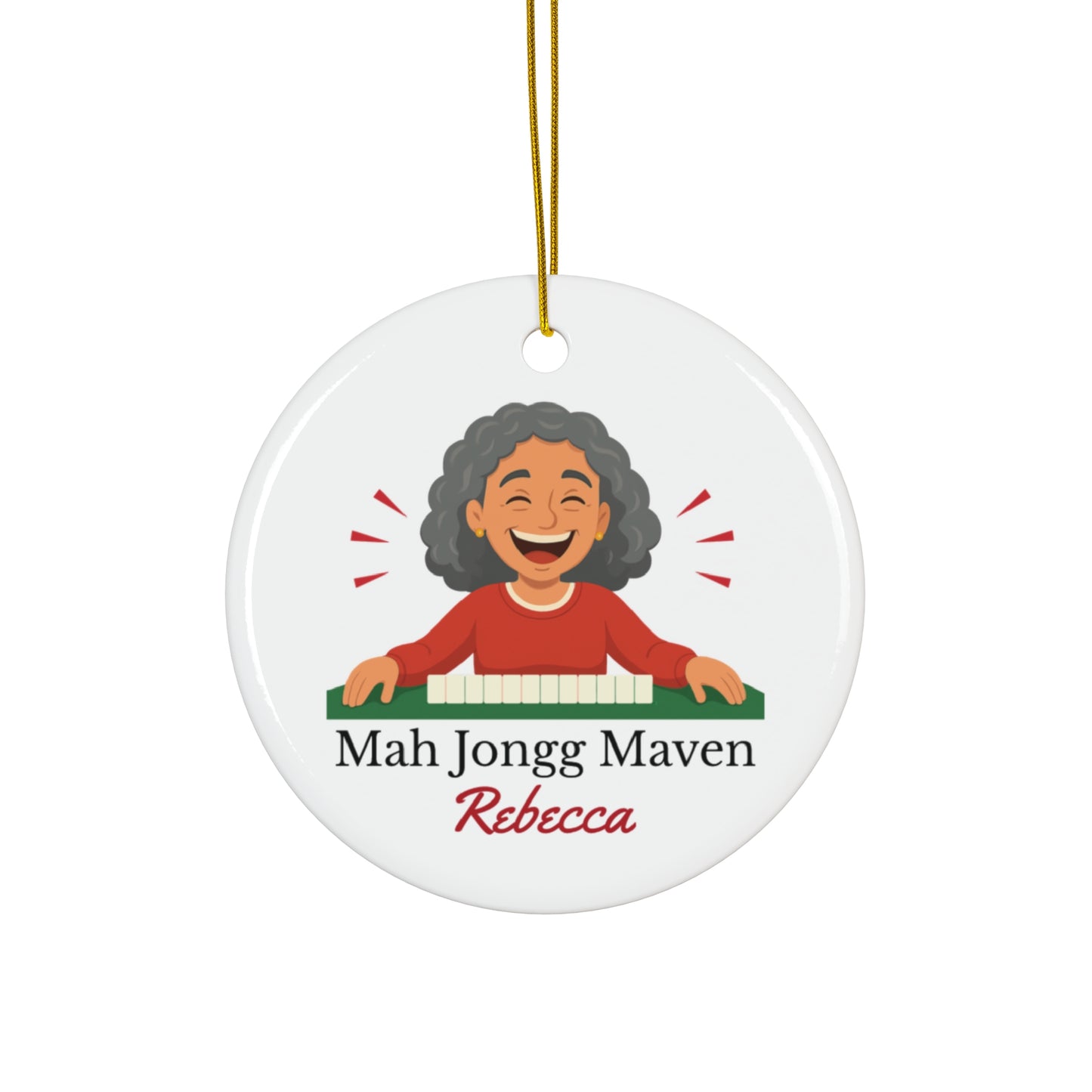 Mah Jongg Maven Ceramic Ornament — Personalized Avatar & Custom Name