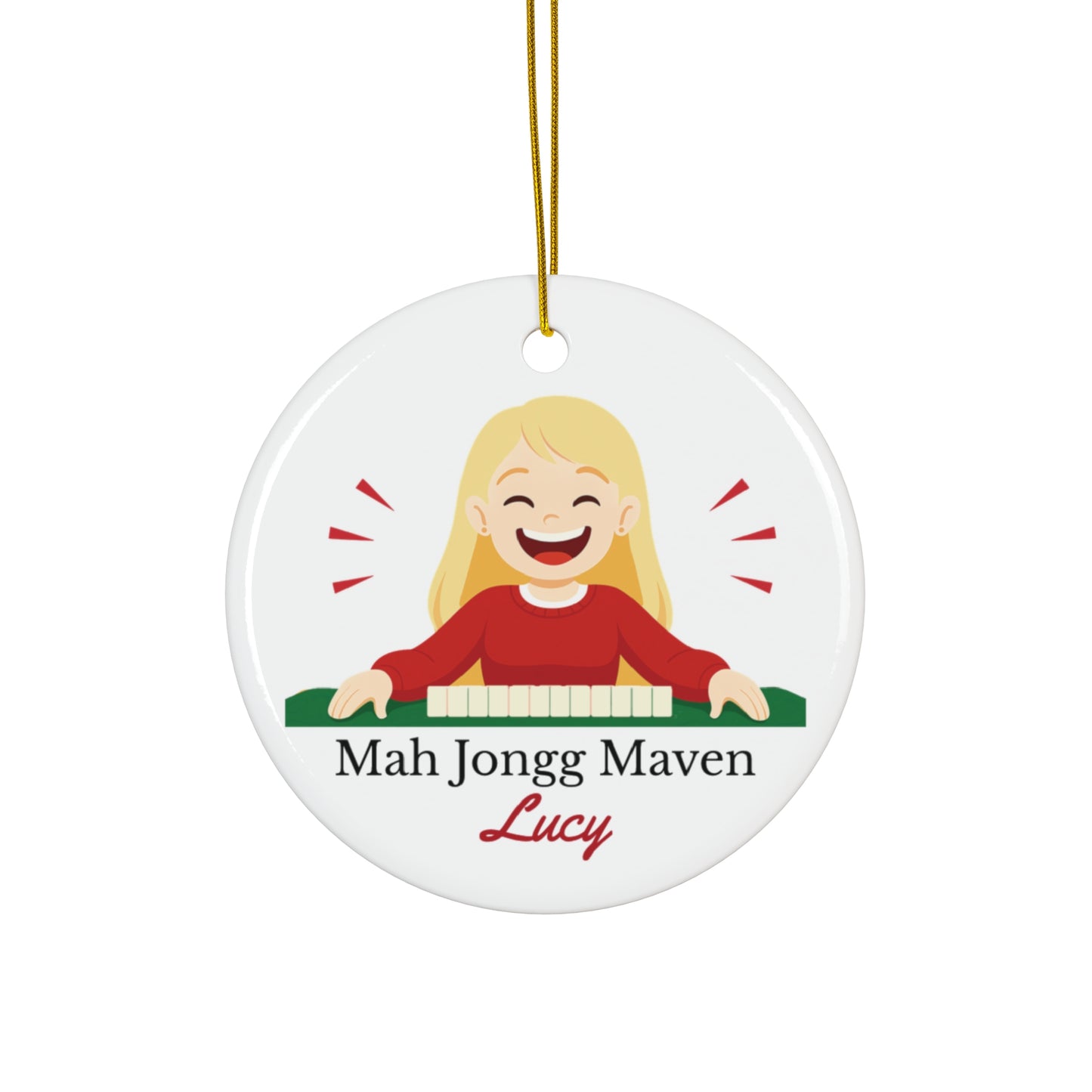 Mah Jongg Maven Ceramic Ornament — Personalized Avatar & Custom Name