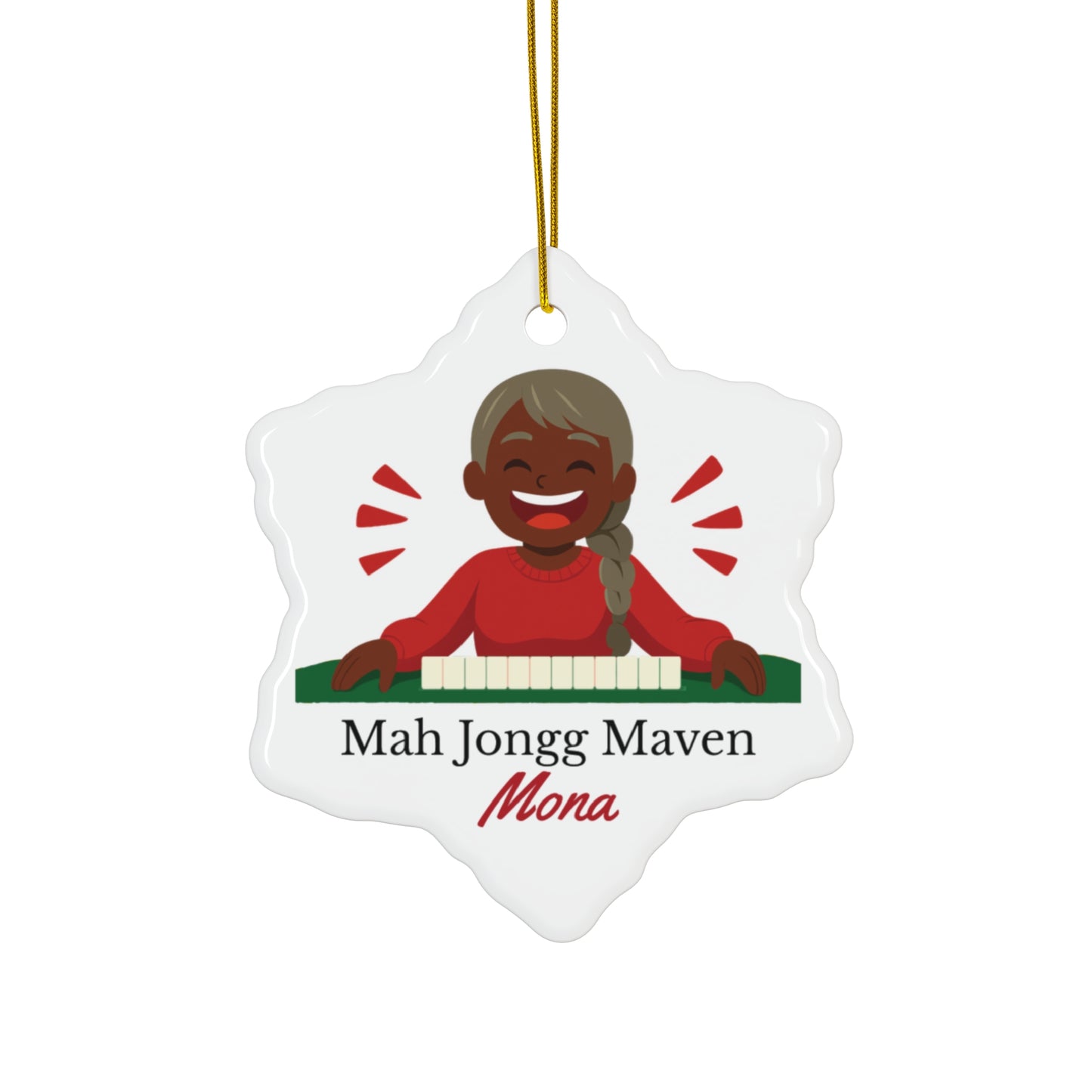 Mah Jongg Maven Ceramic Ornament — Personalized Avatar & Custom Name