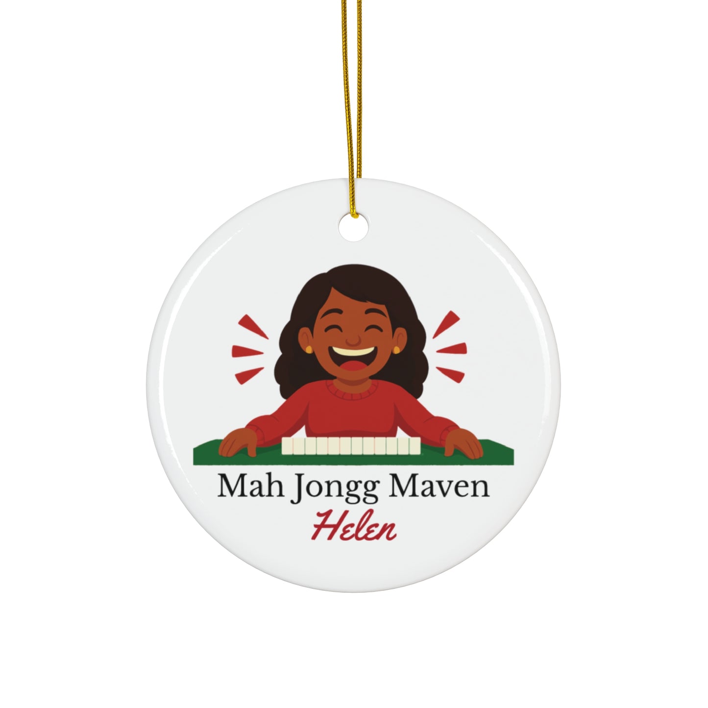 Mah Jongg Maven Ceramic Ornament — Personalized Avatar & Custom Name