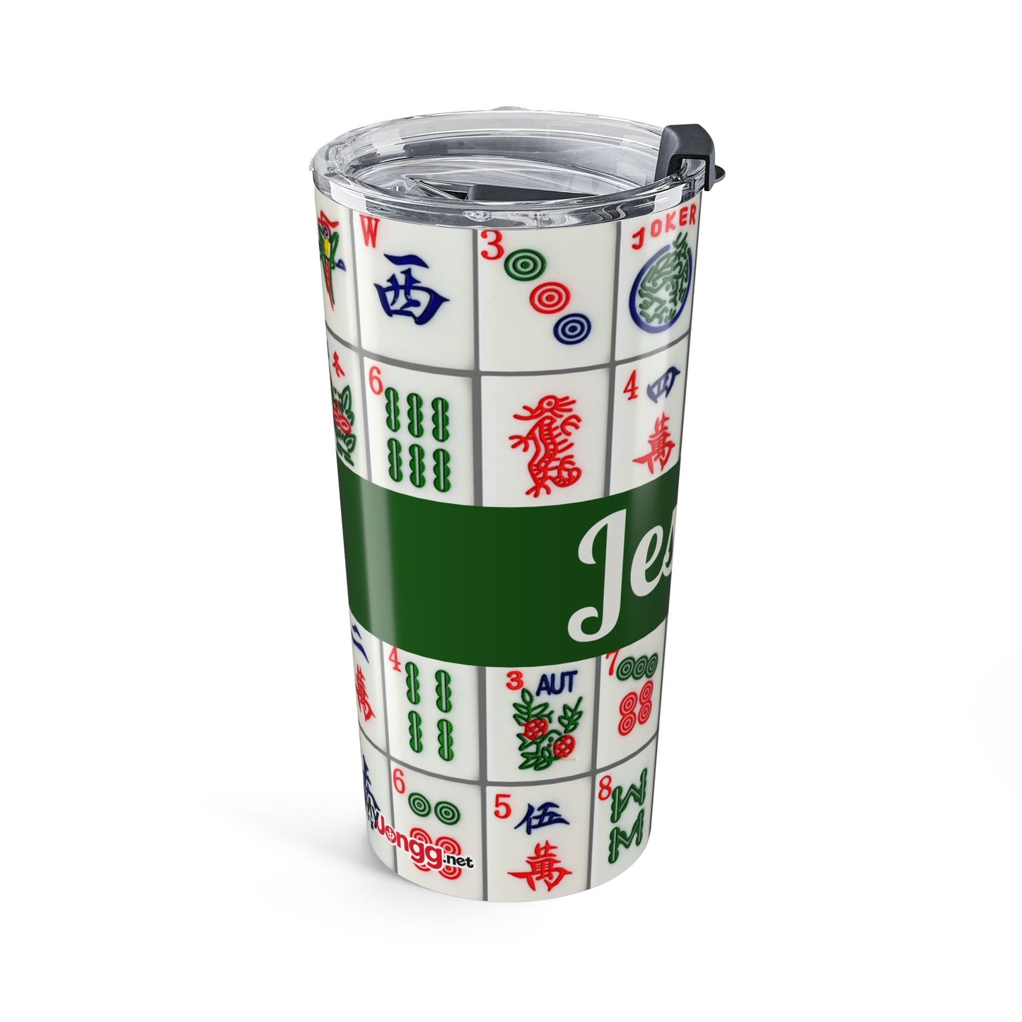 Personalized Mahjong Tumbler 20oz — Custom Name Tile Design, Insulated Travel Cup