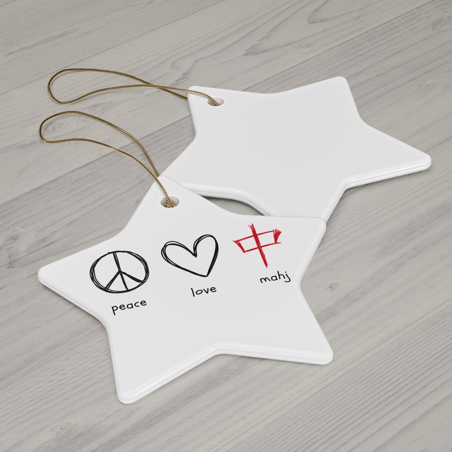 Ceramic Ornament - Peace, Love, Mahj - Holiday Decor