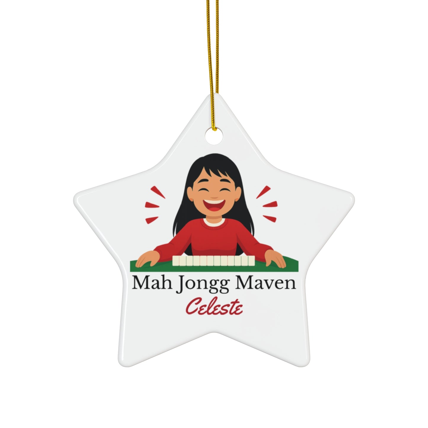 Mah Jongg Maven Ceramic Ornament — Personalized Avatar & Custom Name