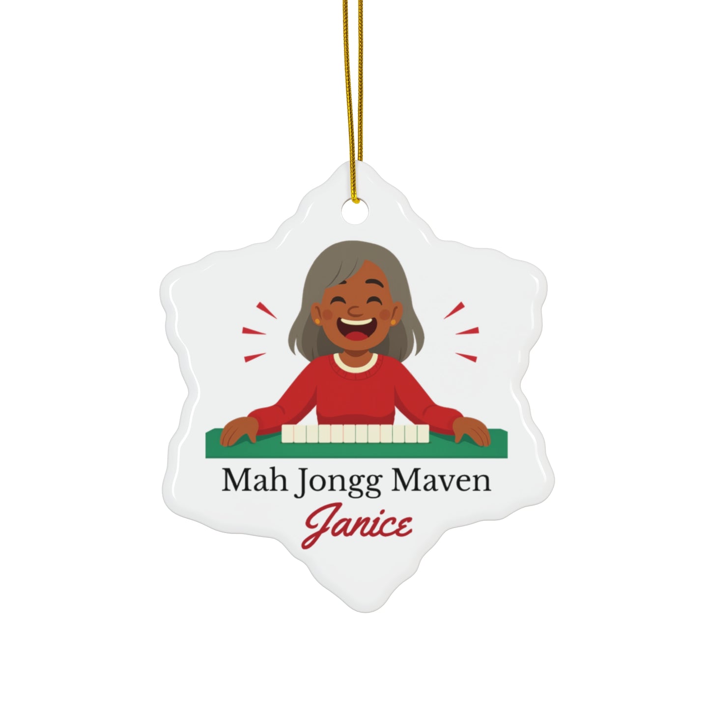 Mah Jongg Maven Ceramic Ornament — Personalized Avatar & Custom Name