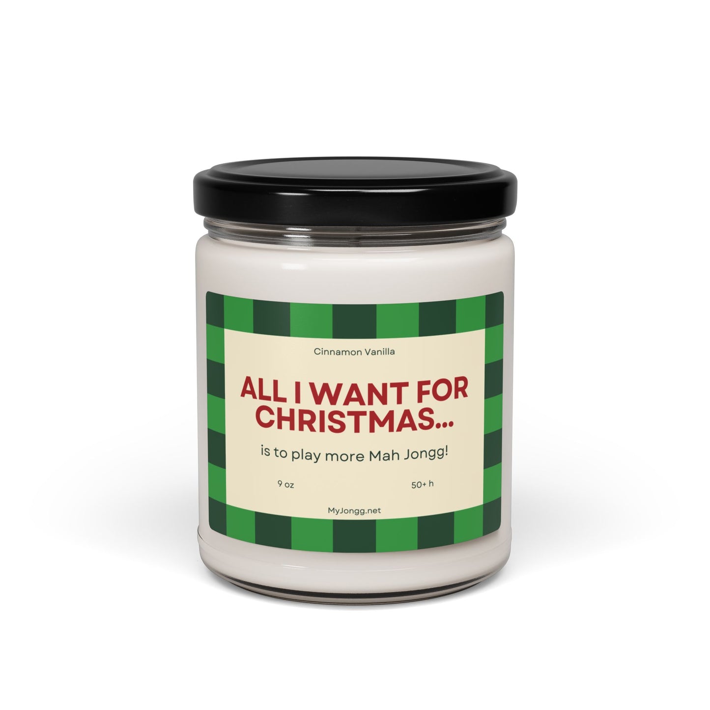 All I Want for Christmas Mah Jongg Soy Candle (9oz) - Green checks
