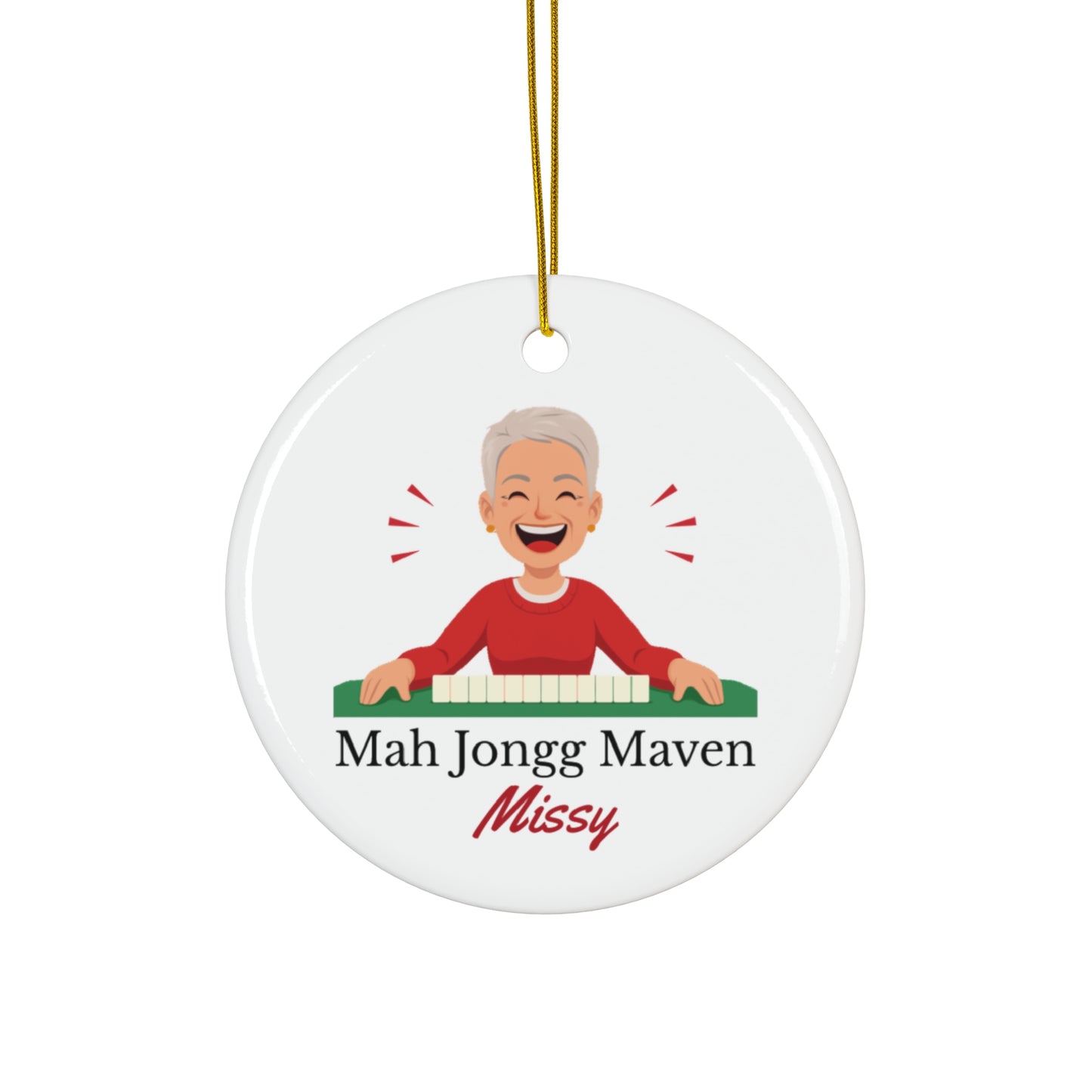 Mah Jongg Maven Ceramic Ornament — Personalized Avatar & Custom Name