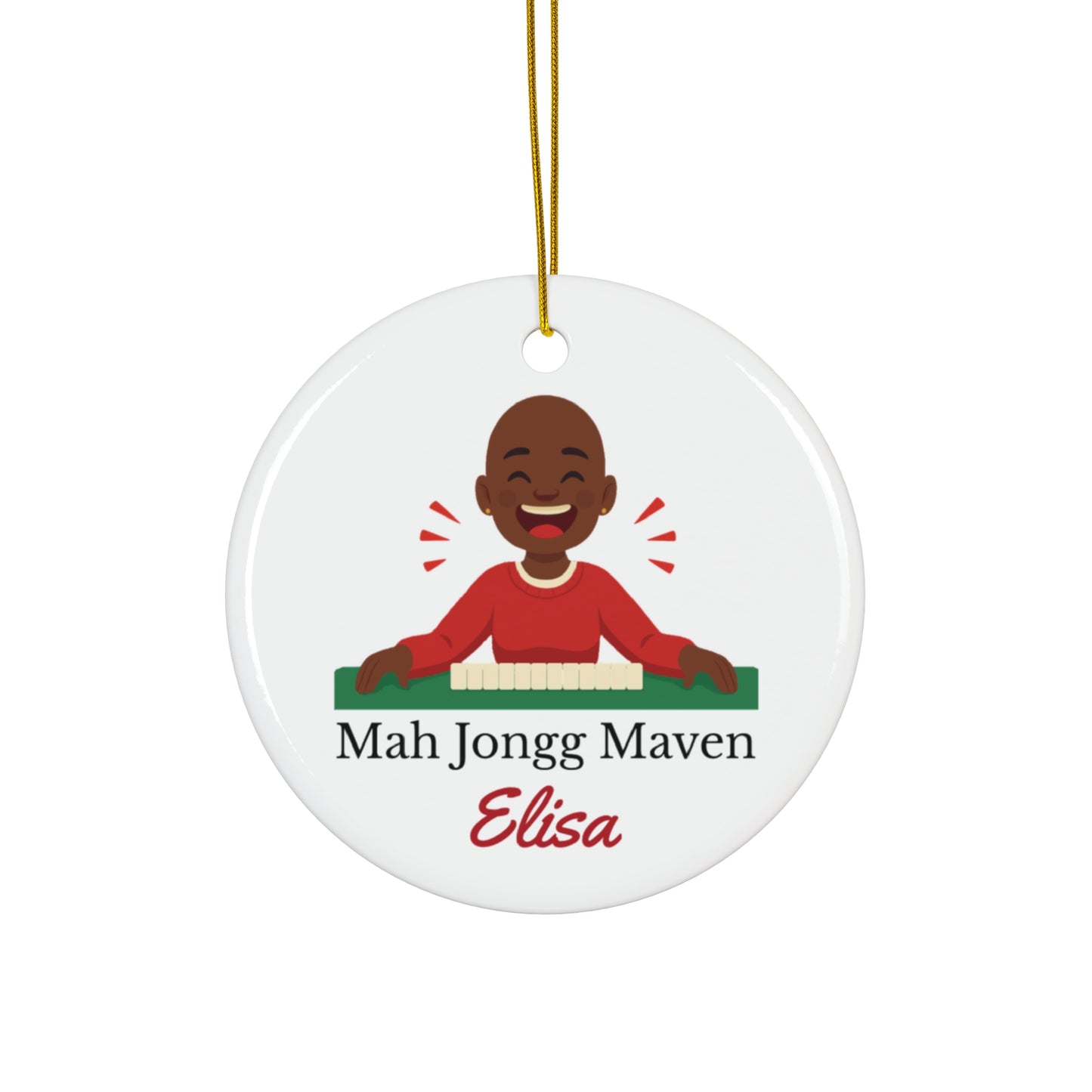 Mah Jongg Maven Ceramic Ornament — Personalized Avatar & Custom Name