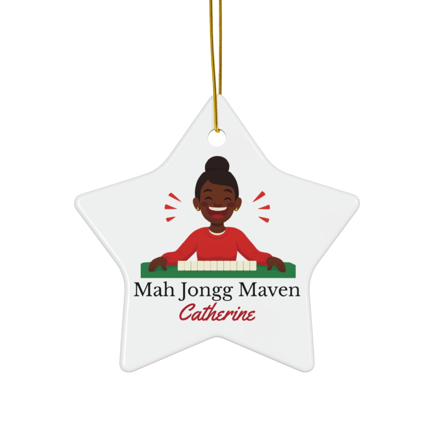 Mah Jongg Maven Ceramic Ornament — Personalized Avatar & Custom Name