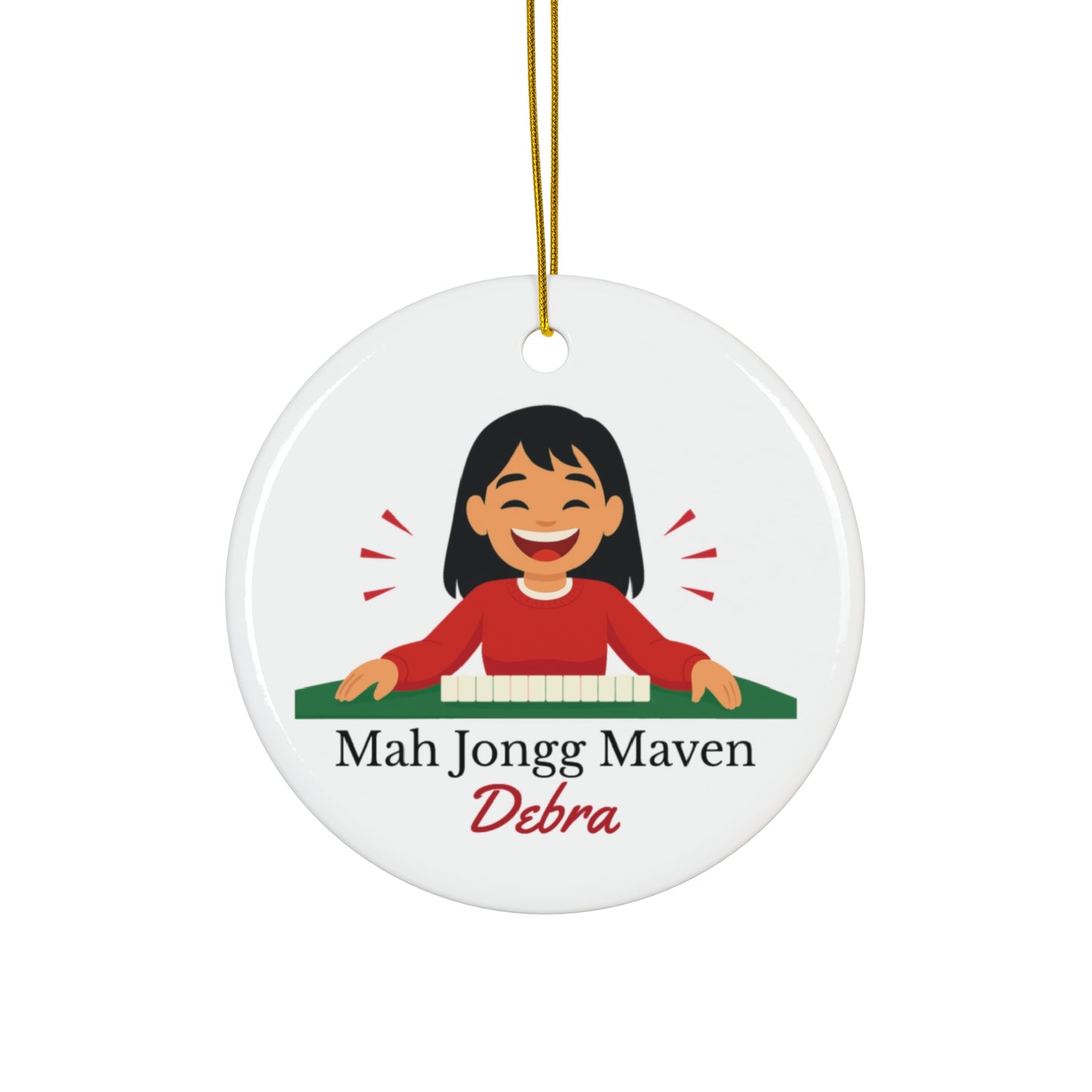 Mah Jongg Maven Ceramic Ornament — Personalized Avatar & Custom Name