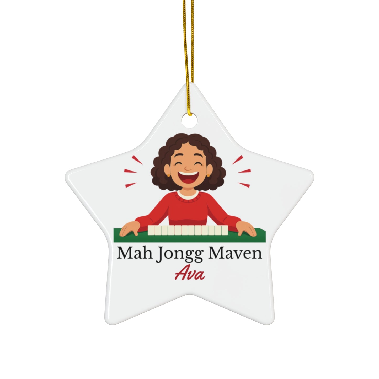Mah Jongg Maven Ceramic Ornament — Personalized Avatar & Custom Name