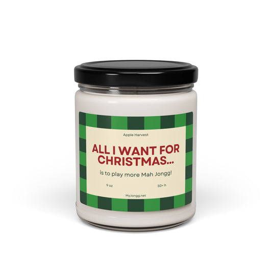 All I Want for Christmas Mah Jongg Soy Candle (9oz) - Green checks