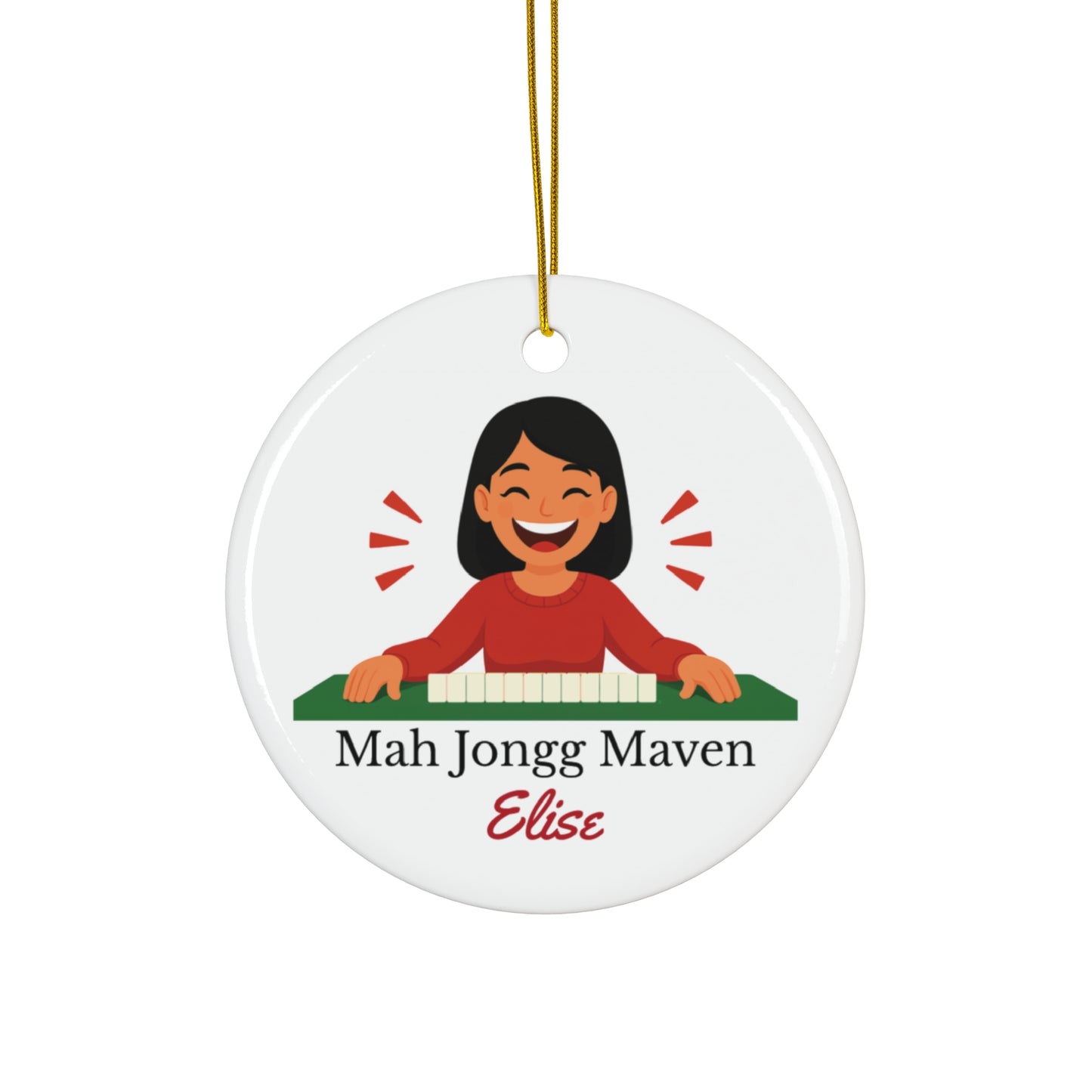 Mah Jongg Maven Ceramic Ornament — Personalized Avatar & Custom Name