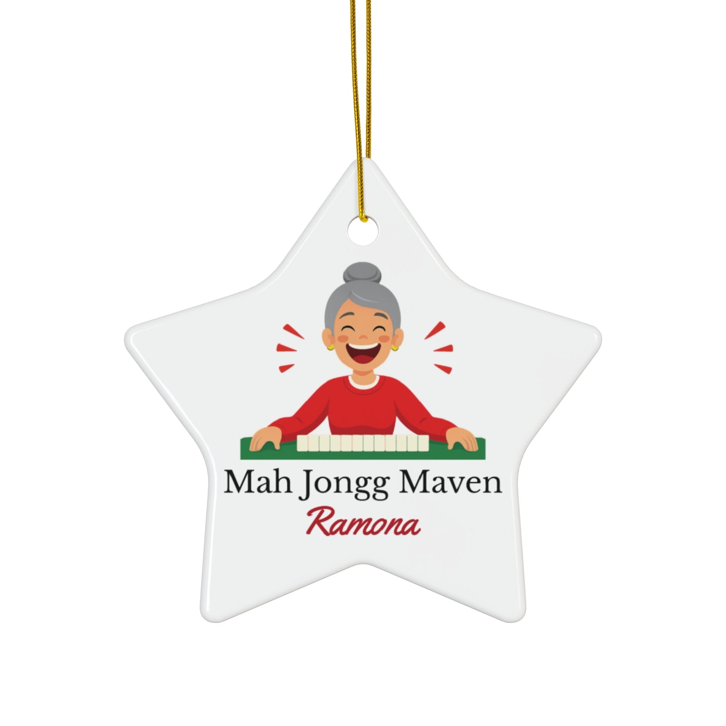 Mah Jongg Maven Ceramic Ornament — Personalized Avatar & Custom Name
