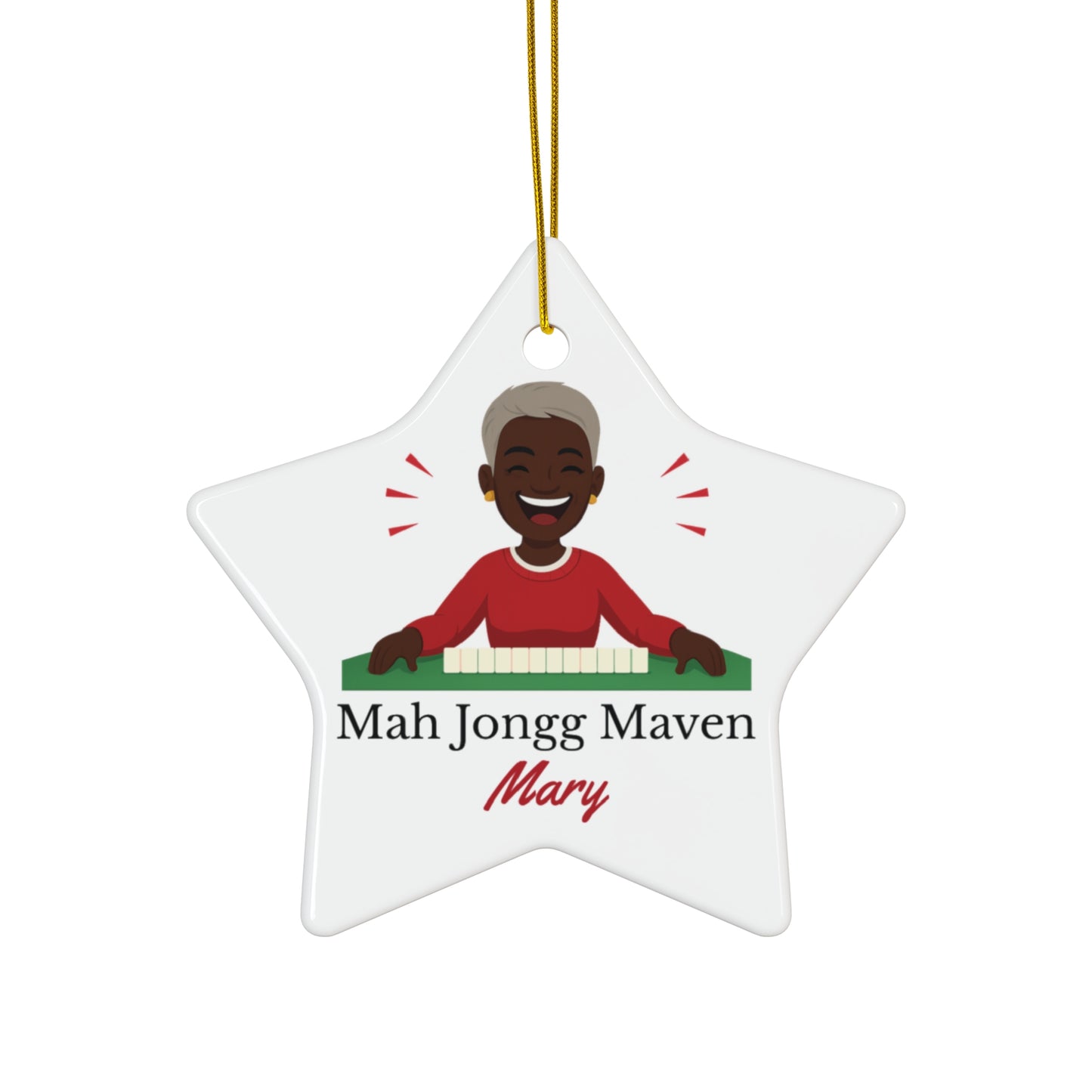 Mah Jongg Maven Ceramic Ornament — Personalized Avatar & Custom Name