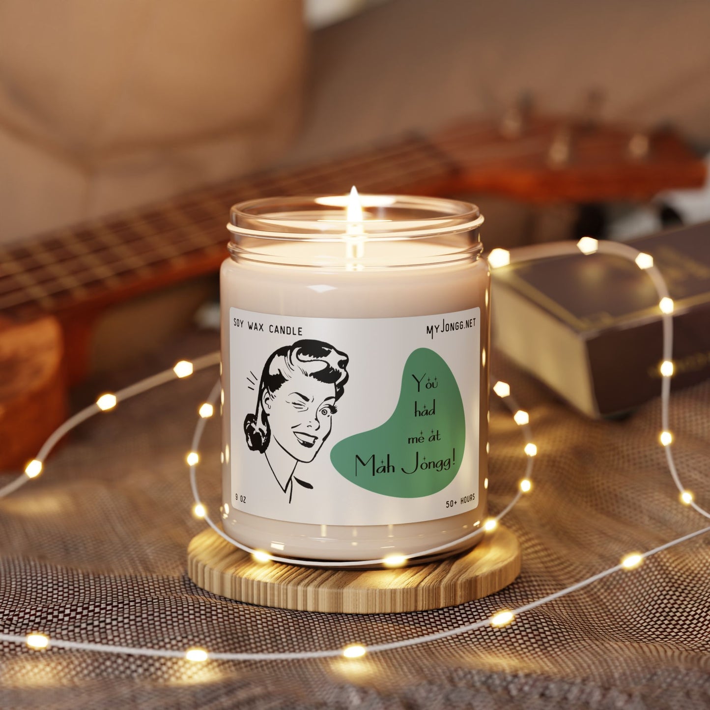 Mah Jongg Retro Quote Scented Soy Candle 4