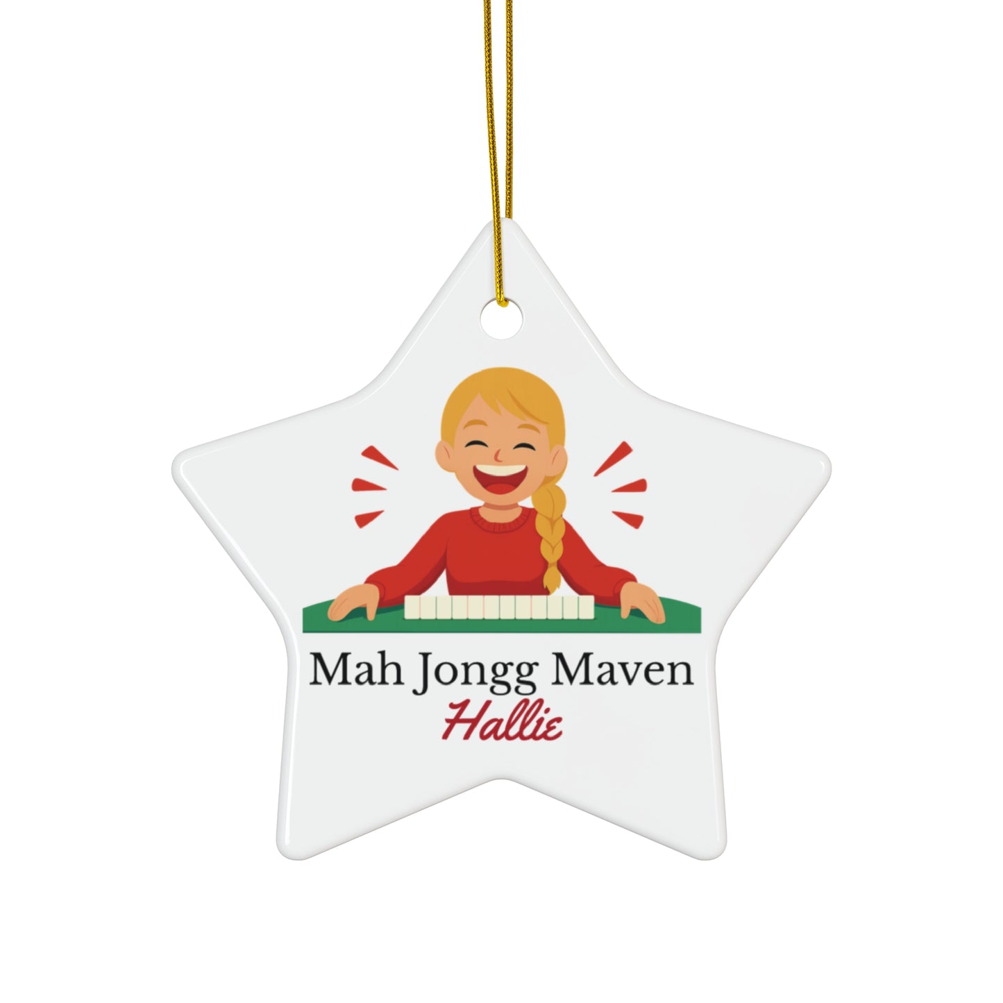 Mah Jongg Maven Ceramic Ornament — Personalized Avatar & Custom Name