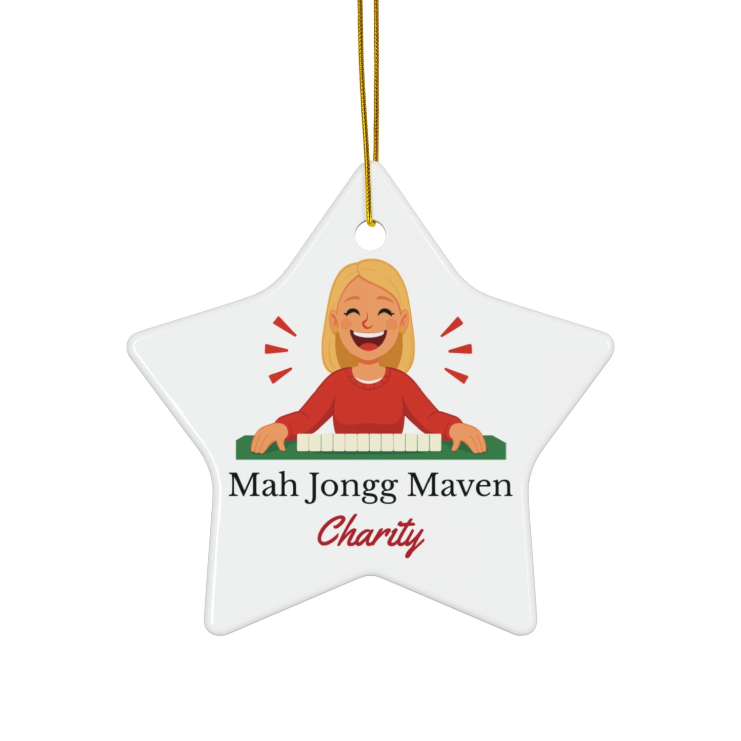 Mah Jongg Maven Ceramic Ornament — Personalized Avatar & Custom Name