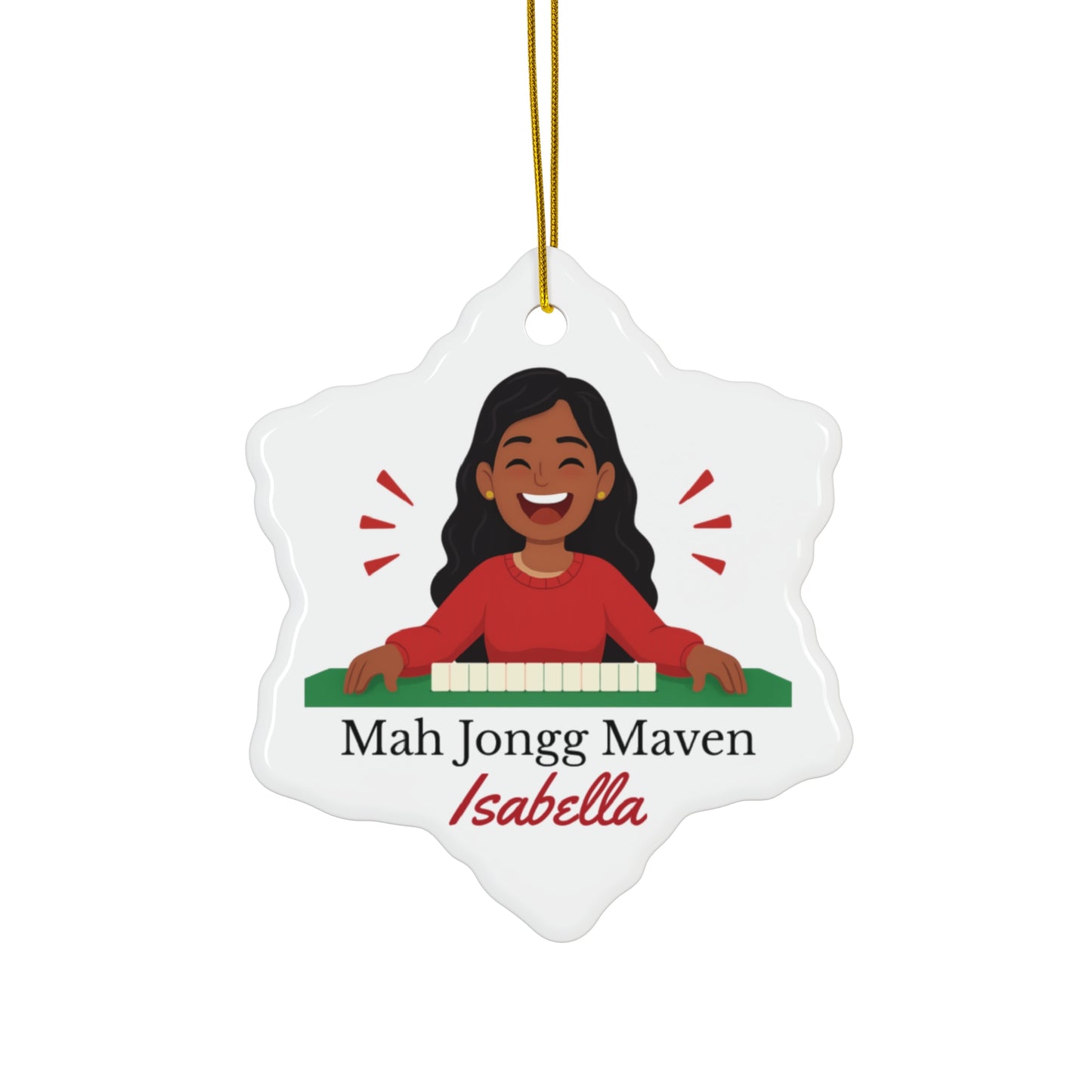 Mah Jongg Maven Ceramic Ornament — Personalized Avatar & Custom Name