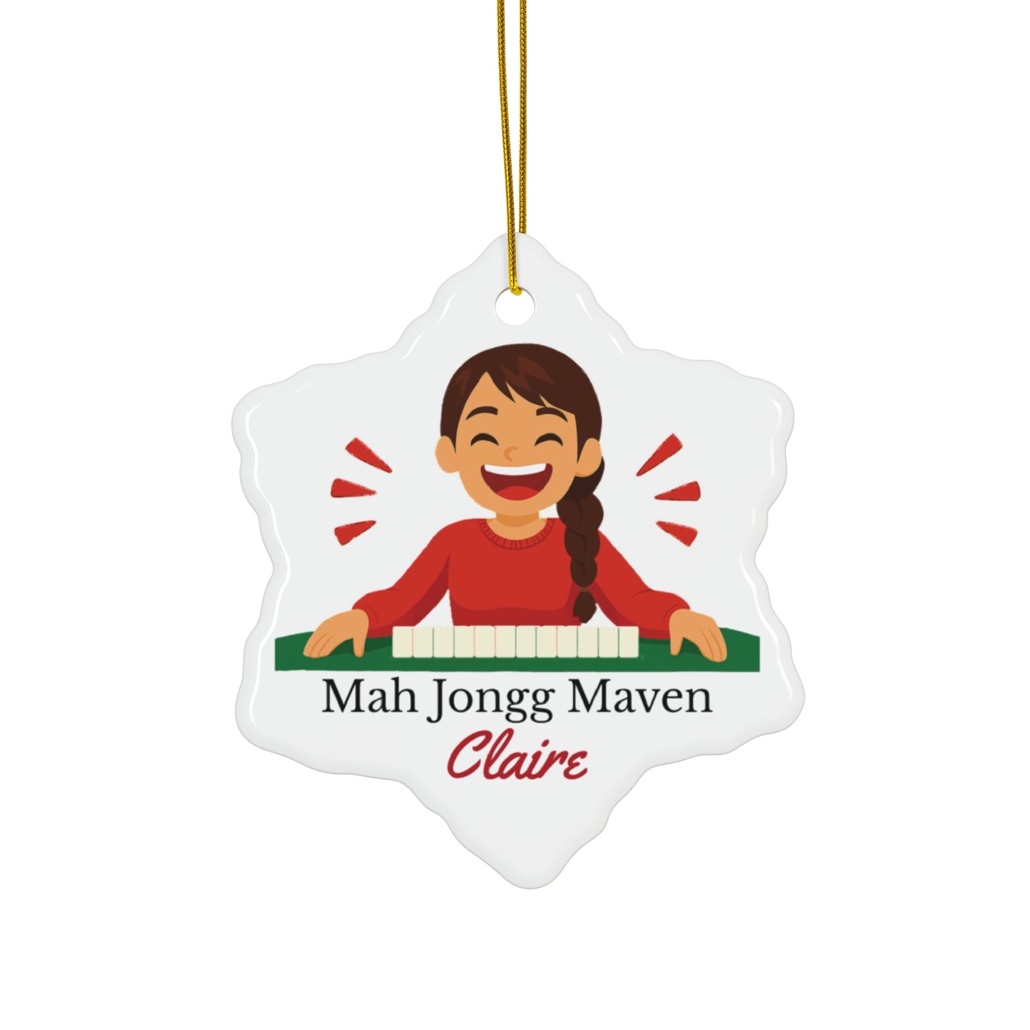 Mah Jongg Maven Ceramic Ornament — Personalized Avatar & Custom Name