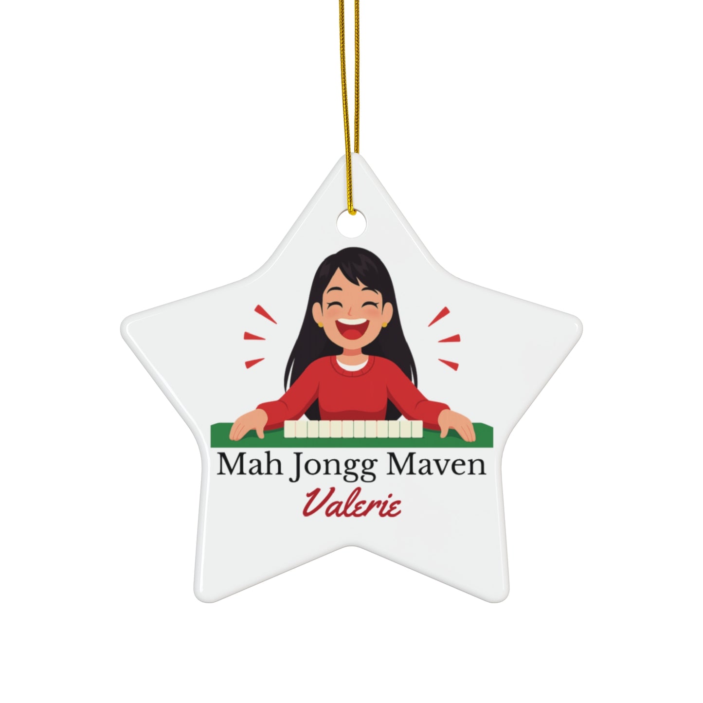 Mah Jongg Maven Ceramic Ornament — Personalized Avatar & Custom Name