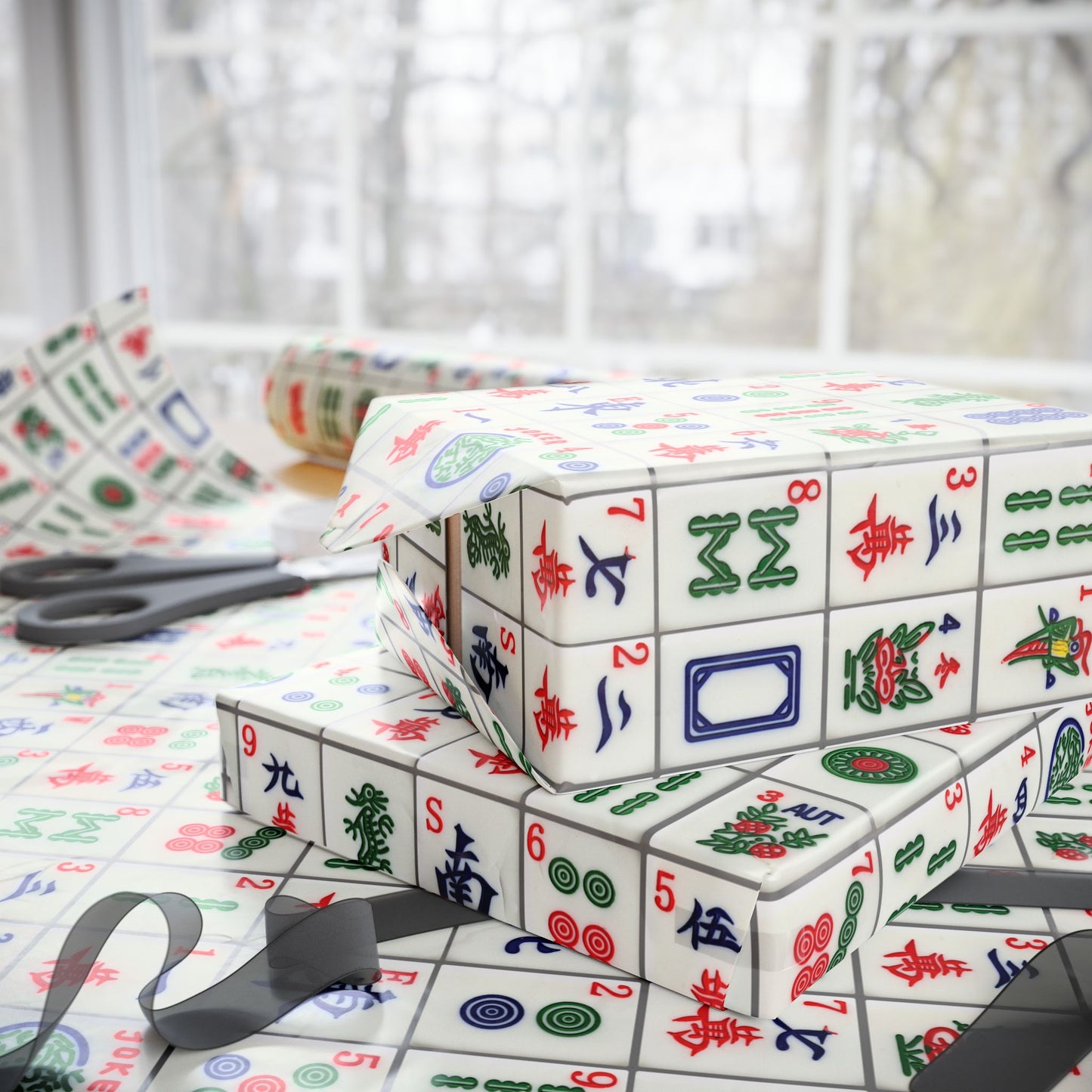 Mah Jongg Tile Wrapping Paper — Festive Game Tile Gift Wrap