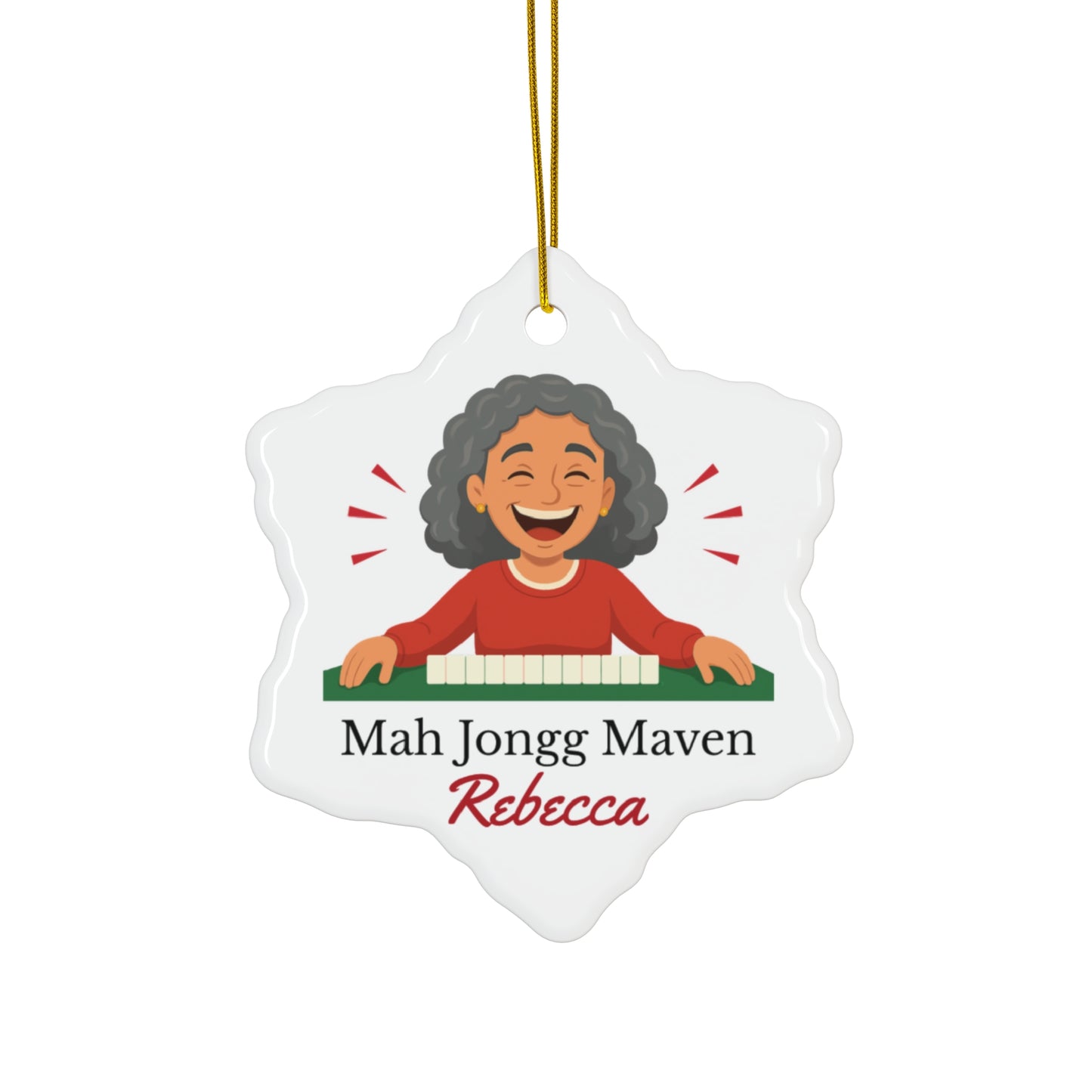 Mah Jongg Maven Ceramic Ornament — Personalized Avatar & Custom Name