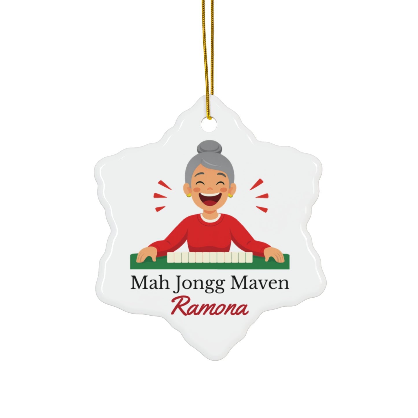 Mah Jongg Maven Ceramic Ornament — Personalized Avatar & Custom Name